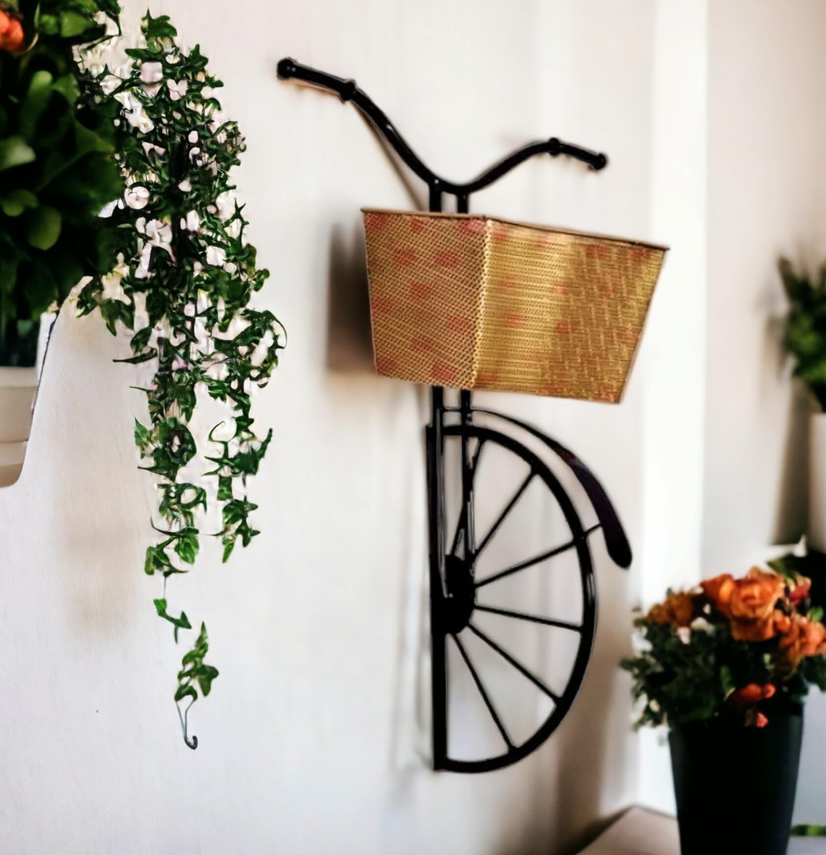 Ghar Decor India Personalized Wrought Iron Cycle Wall Hanging For Books And Decoratives Revitalize Your Living Space With Creati