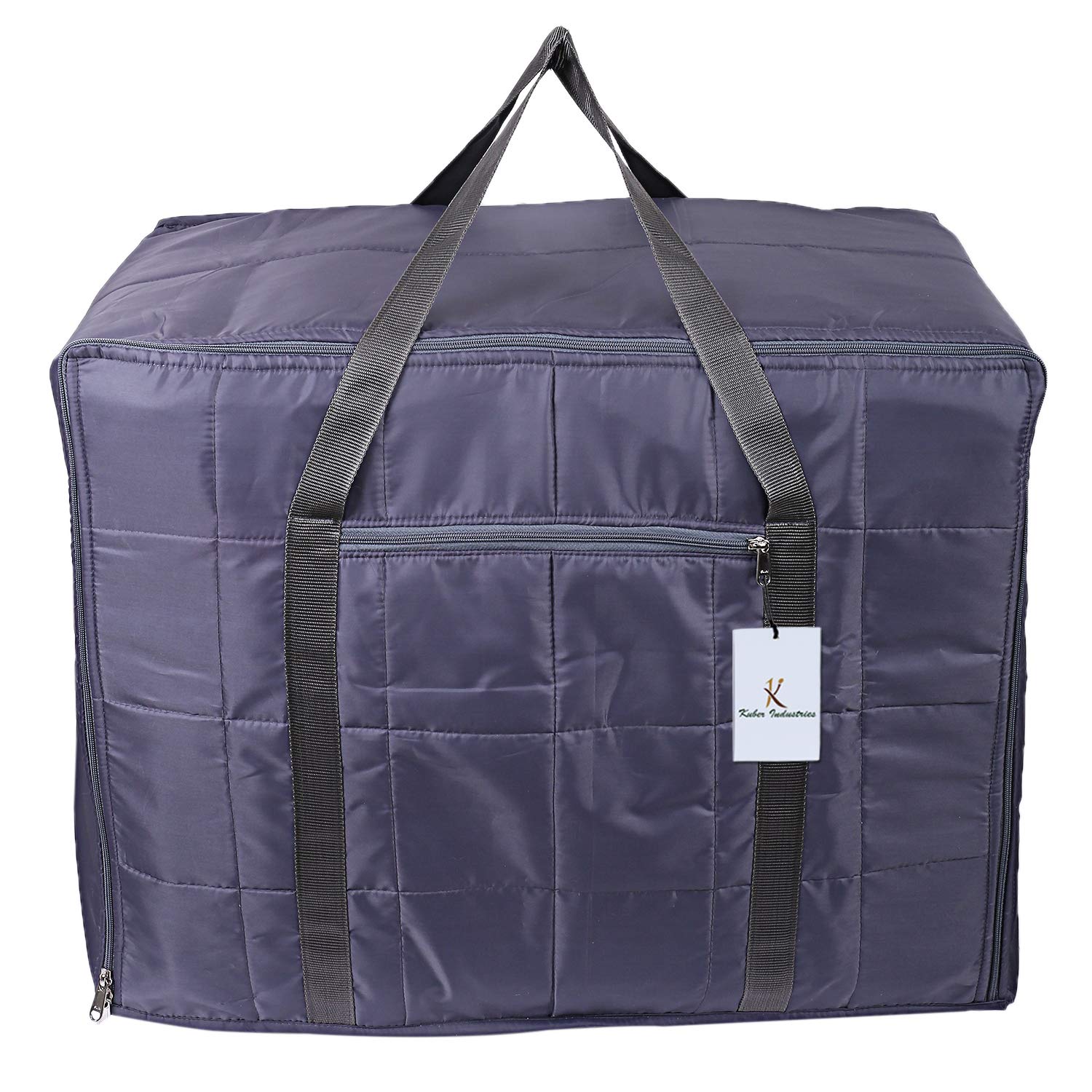 Kuber Industries Rectangular Parachute Jumbo Underbed Moisture Proof Storage Bag With Zipper Closure And Handle (Grey, Standard)