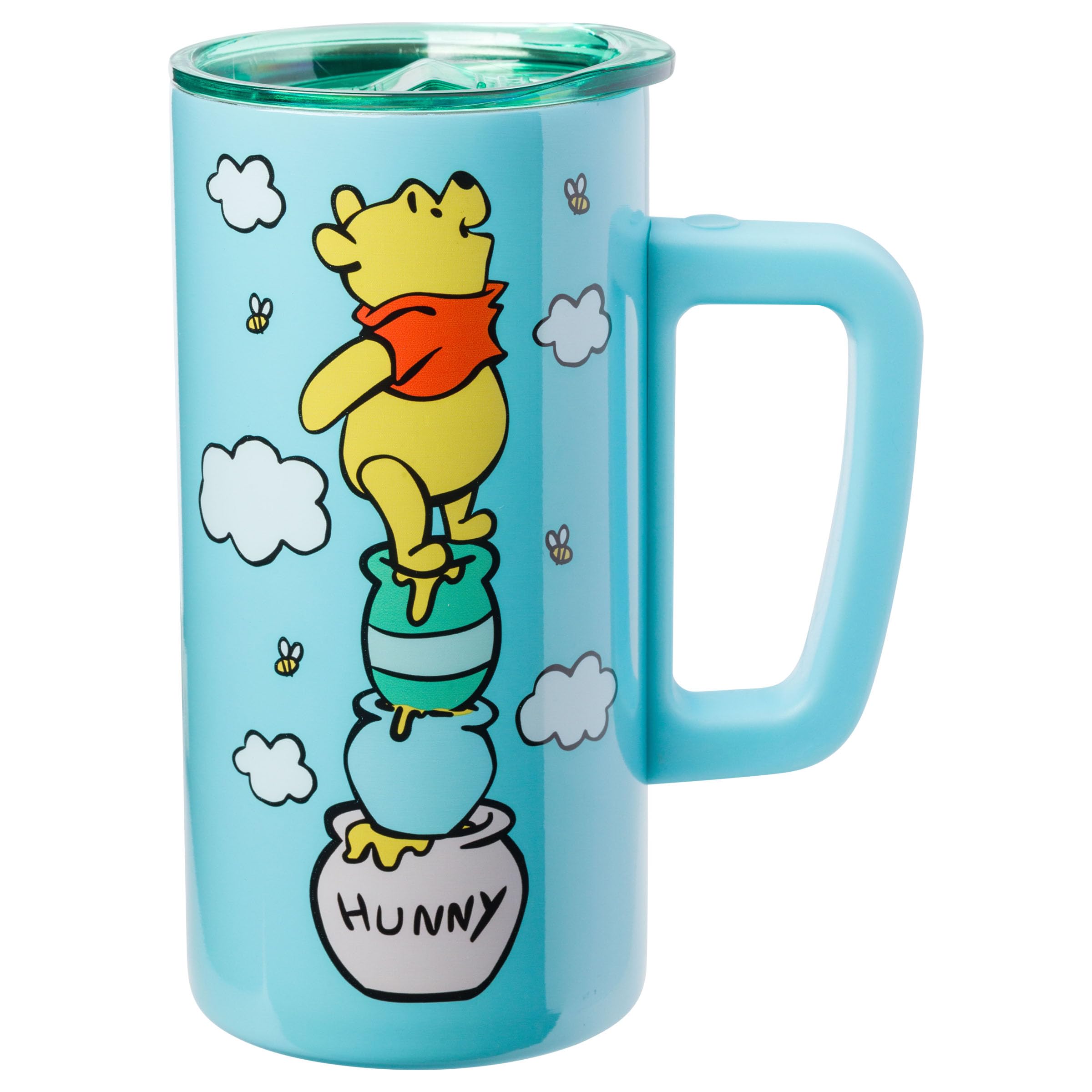Silver Buffalo Disney Winnie The Pooh Hunny Stack Double Wall Stainless Steel Coffee Mug With Handle, 15 Ounces