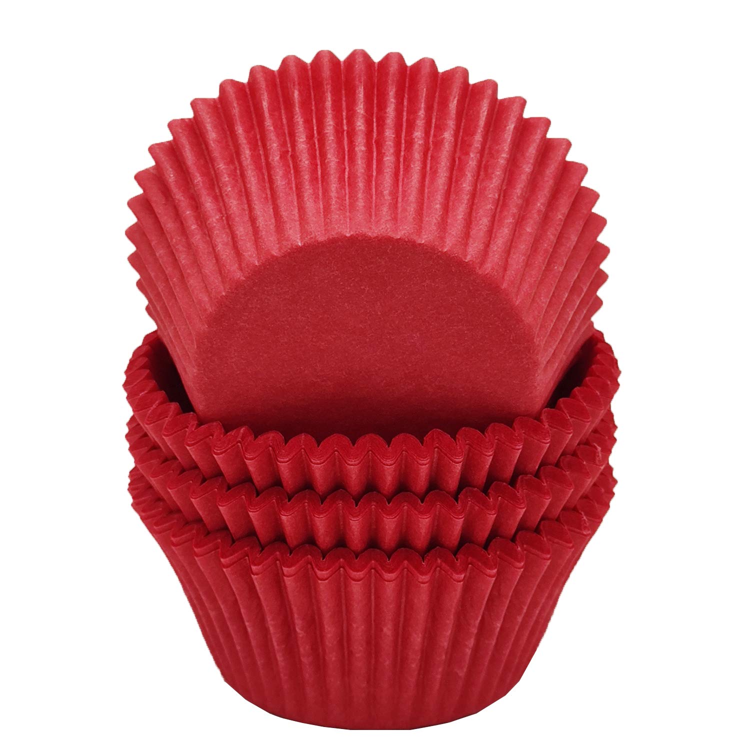 Mombake Premium Red Greaseproof Cupcake Liners Muffin Paper Baking Cups Standard Size, 100-Count