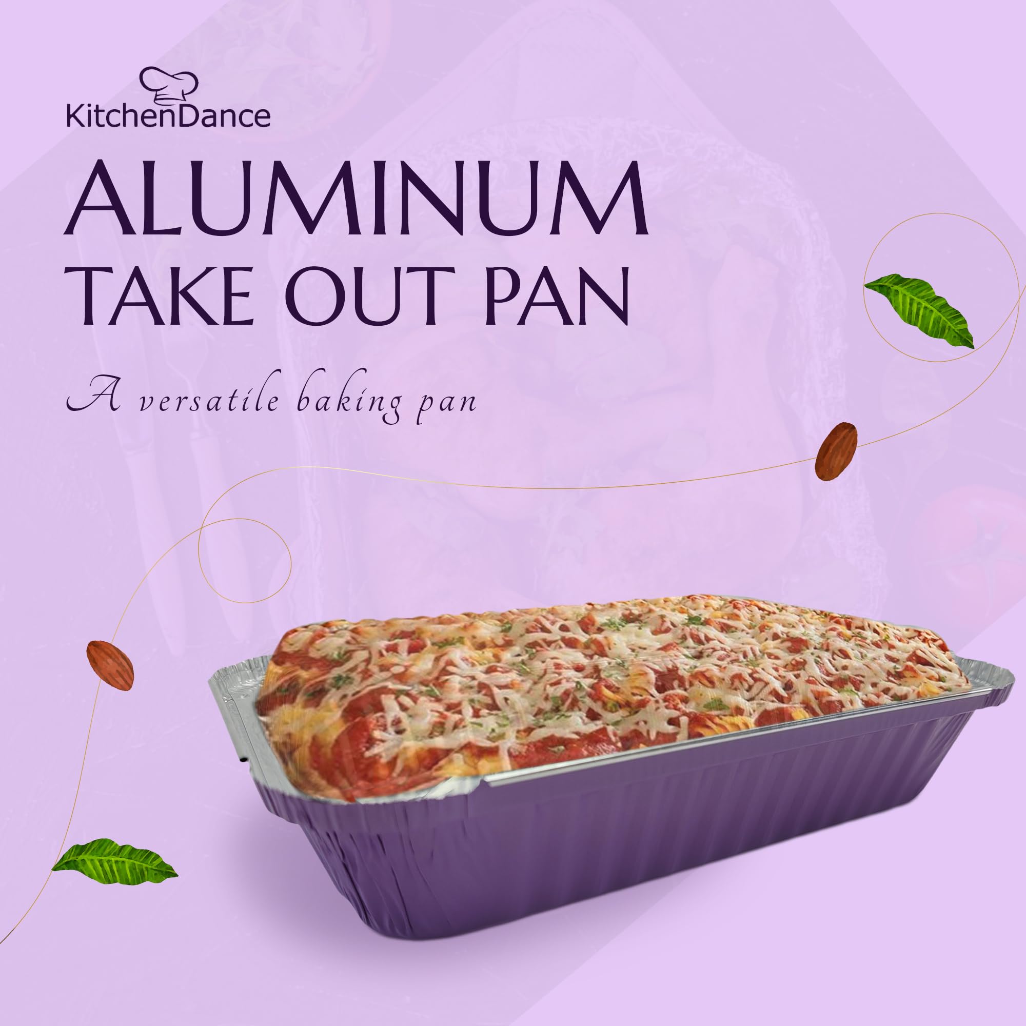 Kitchendance Colored Shallow Take Out Pans With Plastic Lid - 1.5 Pounds Food Storage Aluminum Foil Baking Pan - Aluminum Pans P