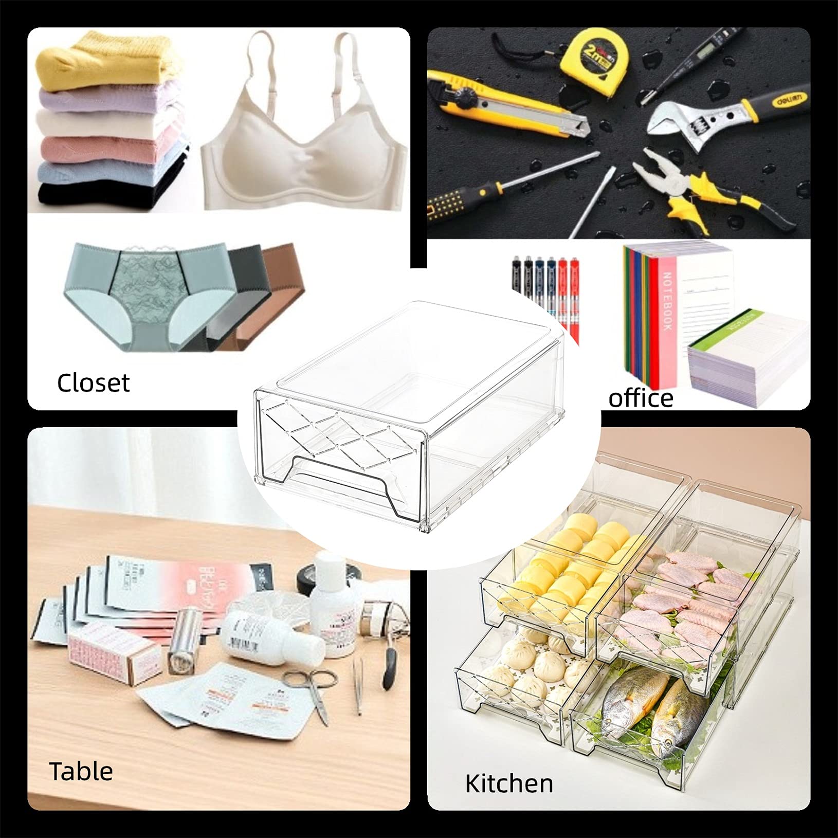 Buonhucs Pantry Organization And Storage, Refrigerator Organizer Bins, Fridge Pull-Out Drawer Containers, Stackable Storage Bins