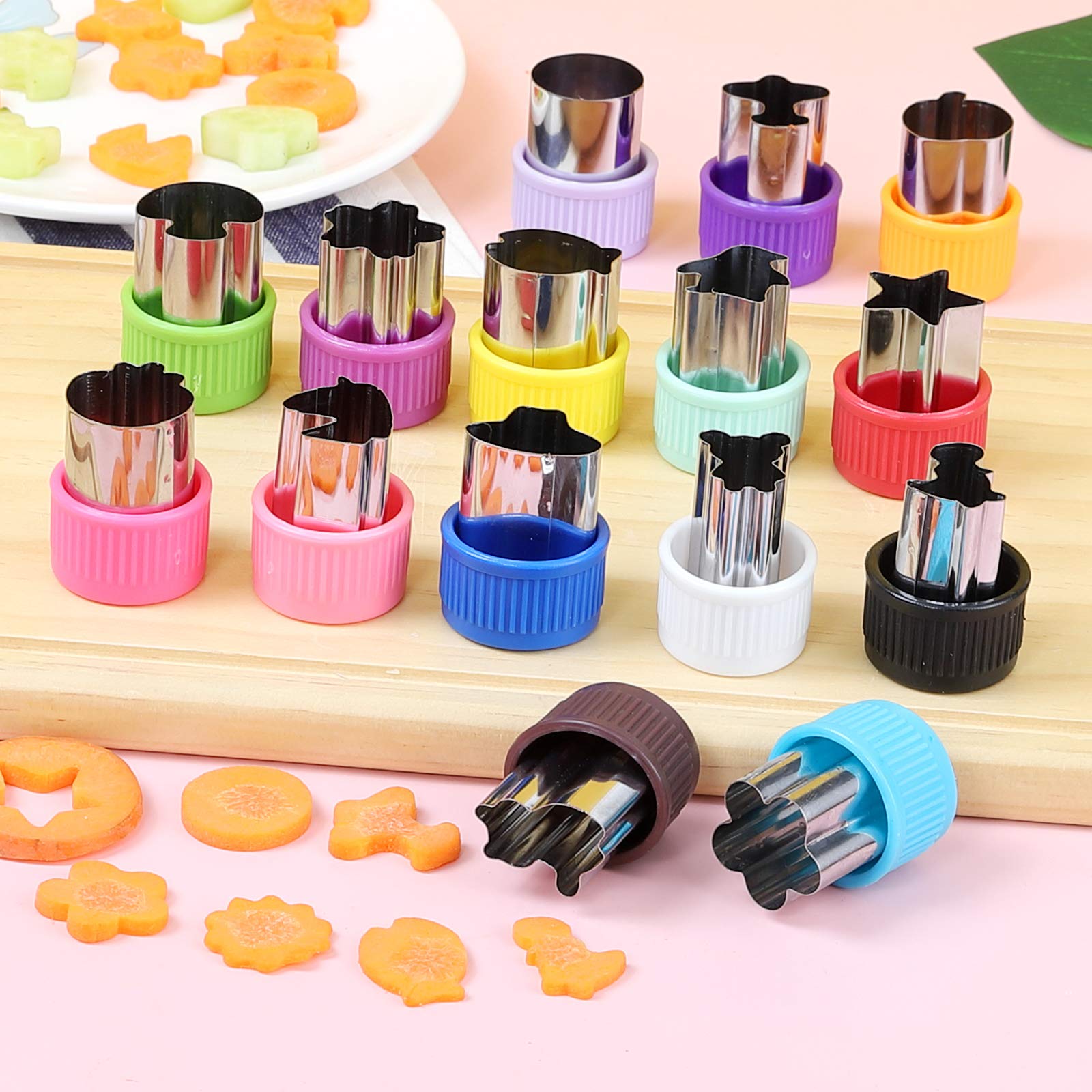 Ceciaoaime Mini Cookie Cutter Set 30 Pcs For Kids Vegetable Cutters And Fruit Stamp Mold Different Shapes And Sizes Stainless St