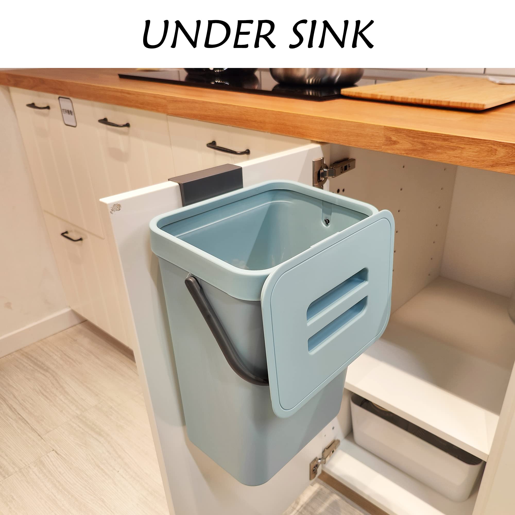 StoneSpace Under Sink Compost Bin, 3.2 Gallon, Wall Mounted, Blue, Model S-12L