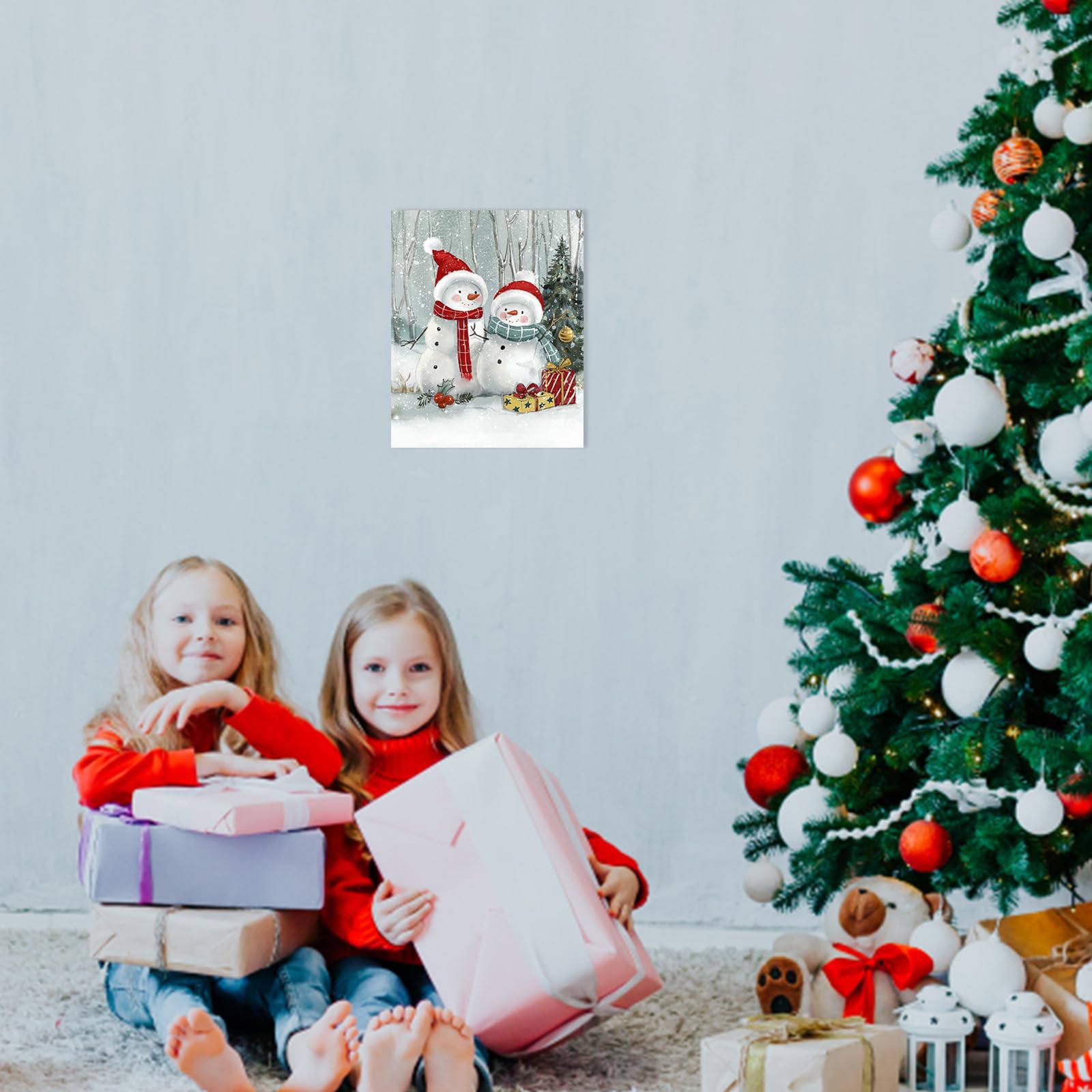 Christmas Wall Decor Snowman Picture: Christmas Wall Art Canvas Prints Farmhouse Bedroom Living Room Decor Snowman Posters Wall