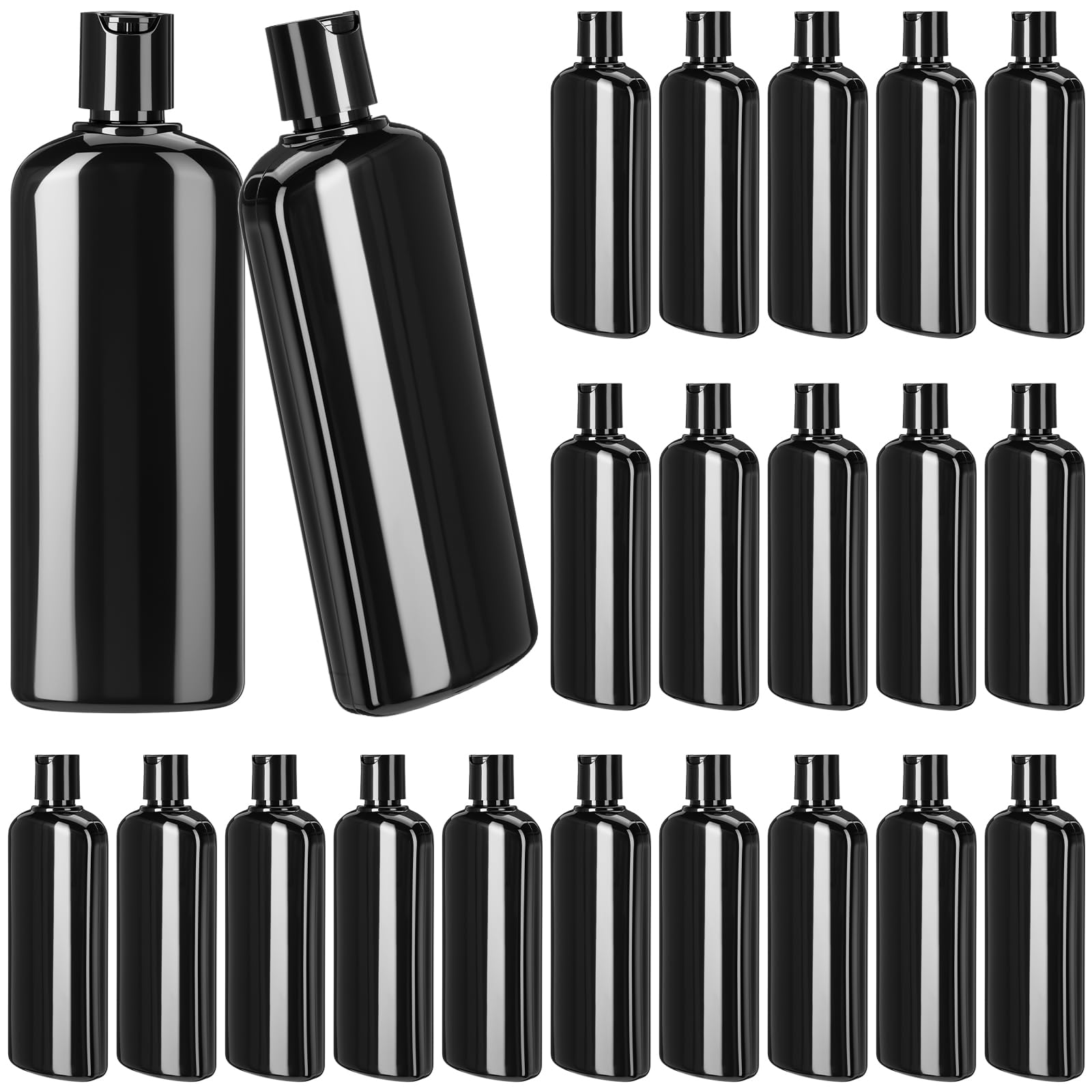 Domensi 24 Pcs Plastic Bottle Squeeze Containers with Disc Cap Travel Bottles Reusable Empty Toiletries Shampoo Containers Refil