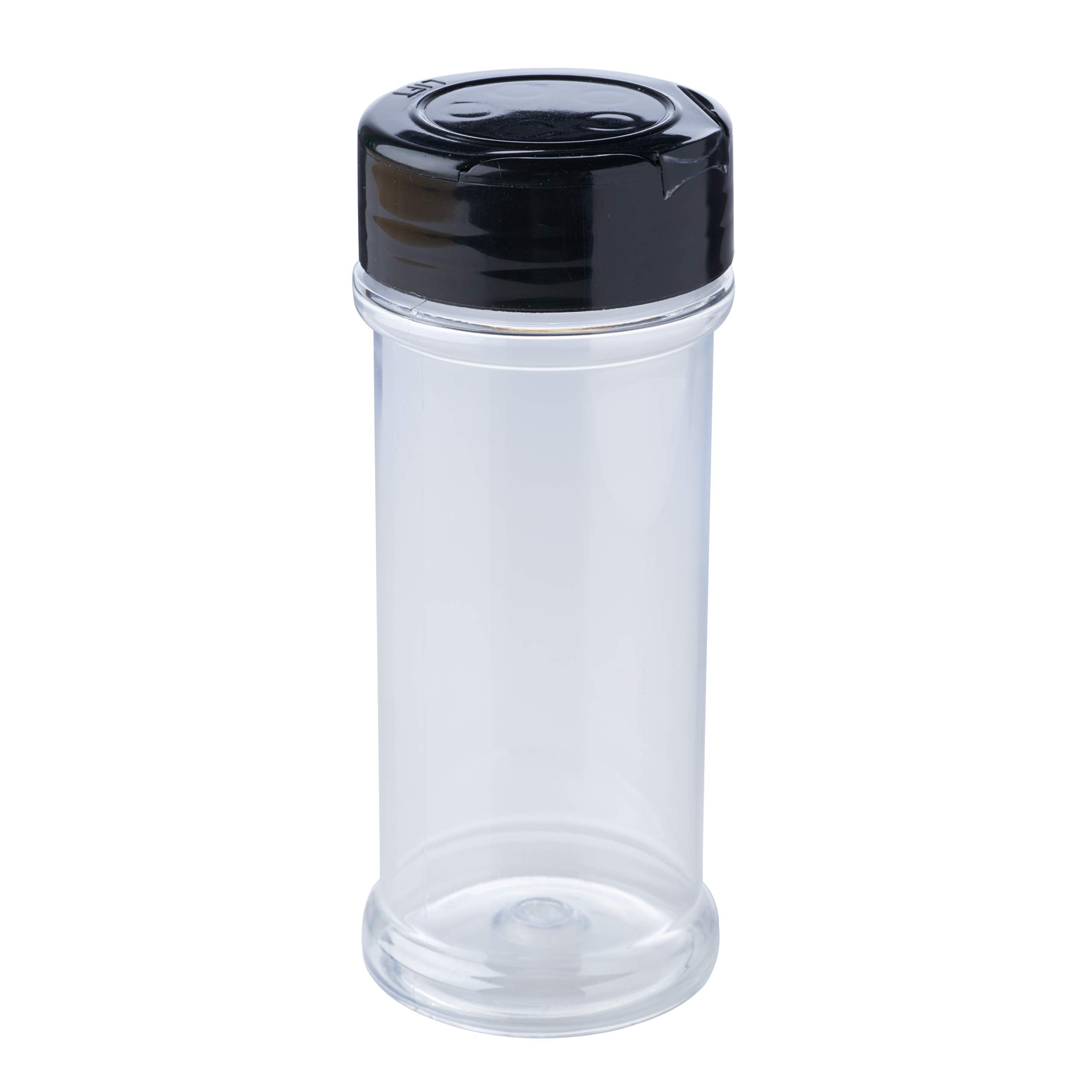 12 Pack Of 6 Oz. Empty Clear Plastic Spice Bottles With Black Top Lids For Storing And Dispensing Salt, Sweeteners And Spices -