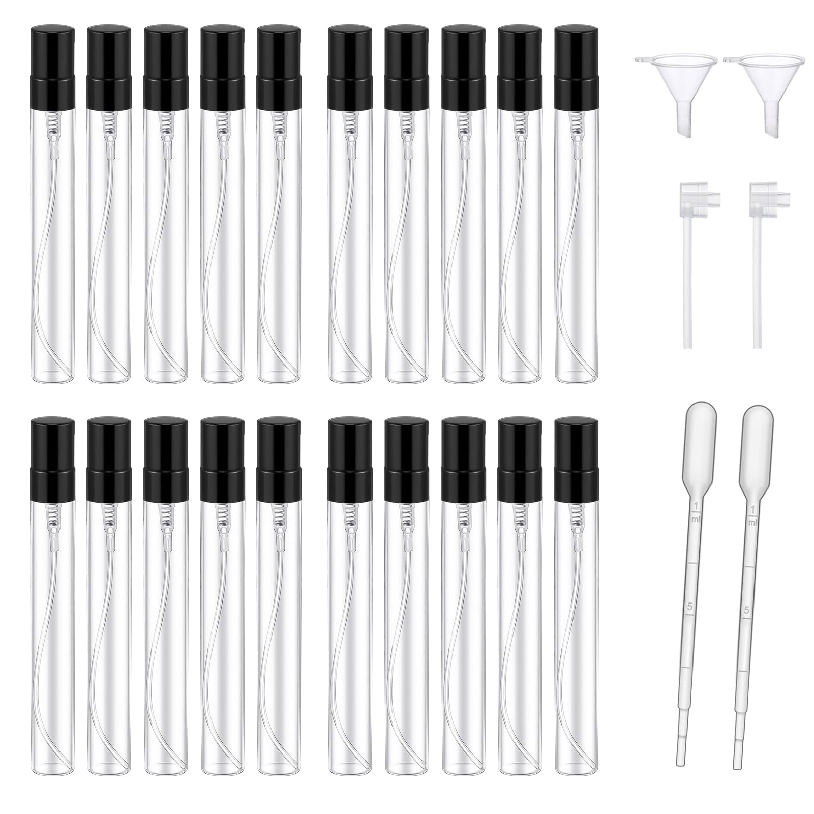 20PCS 10ml Travel Perfume Bottle Refillable, Black Glass Spray Bottles