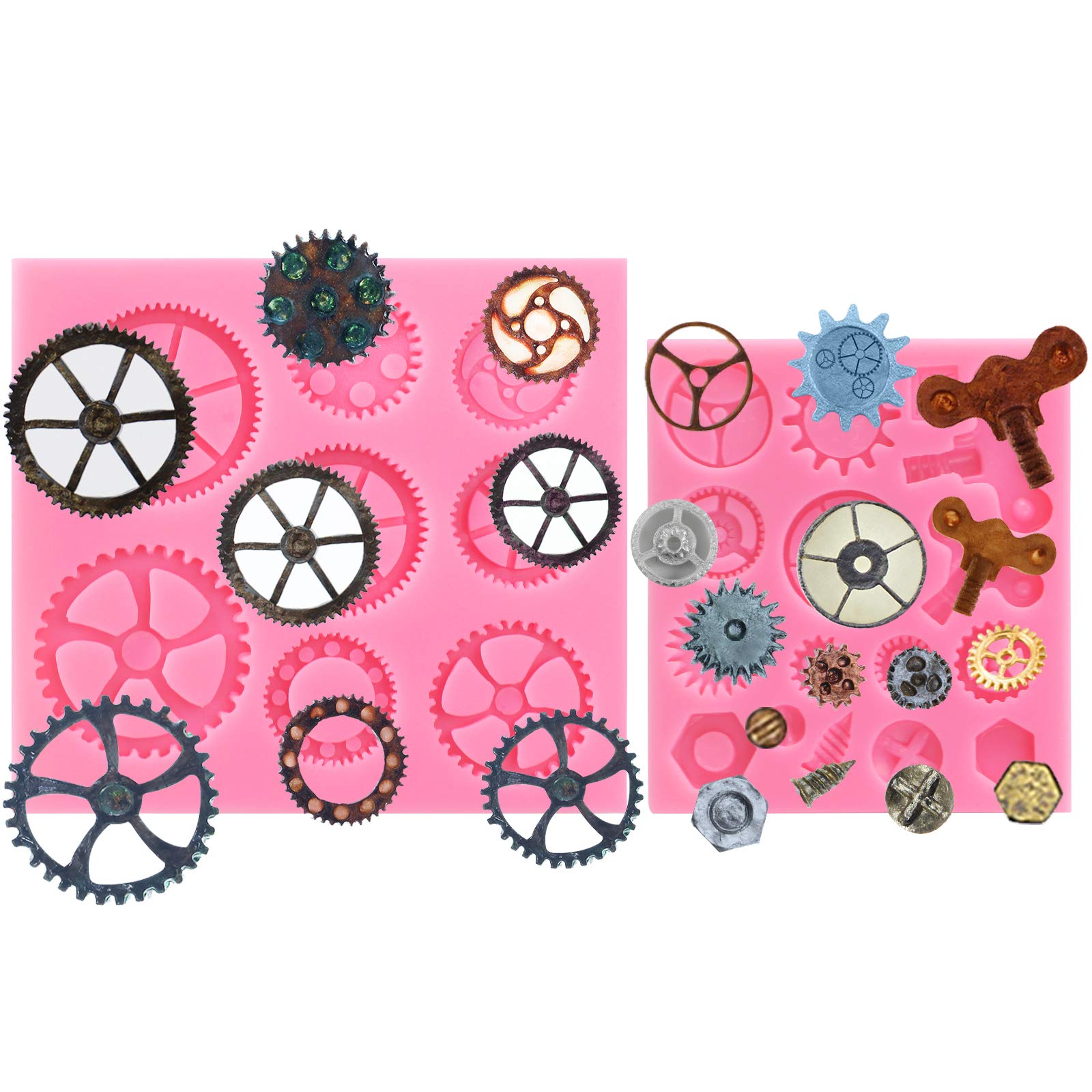 Funshowcase Steampunk Style Clock Watch Wheel Cogs Gears Candy Silicone Mold For Sugarcraft, Cake Decoration, Cupcake Topper, Fo