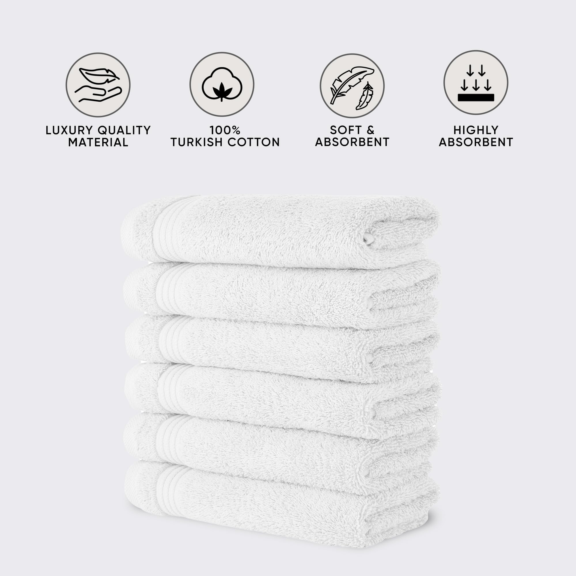 Classic Turkish Towels Ctt - Premium 6 Piece Hand Towels Set, 100% Turkish Cotton, Quick Dry & Comfy Towels For Hotel & Spa, Hig