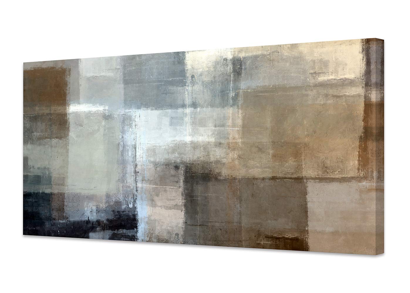 Baisuart Canvas Prints Abstract Wall Art Print Paintings Grey And Brown Stretched Canvas Wooden Framed For Living Room Bedroom A