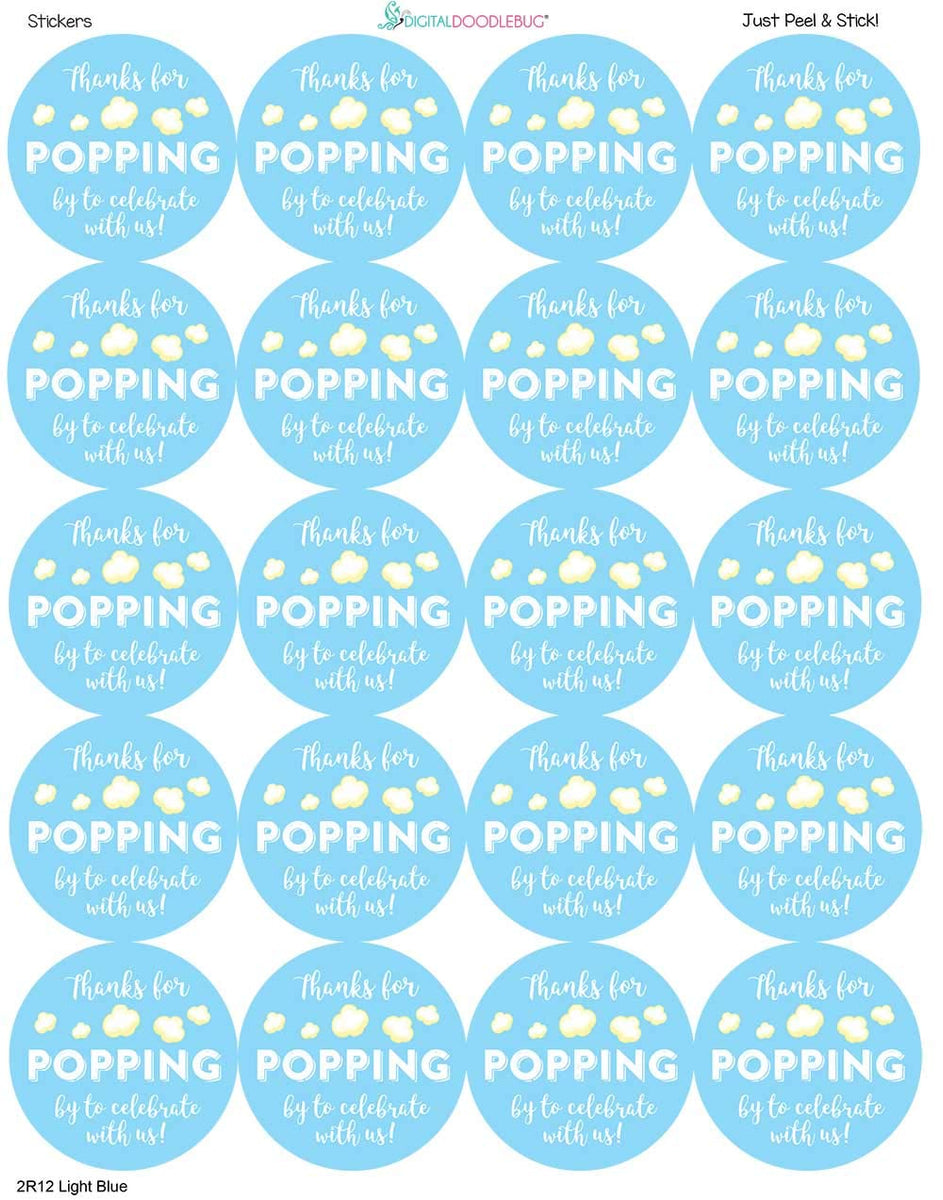 1.9 Inch Thanks For Popping By Wedding Stickers Set Of 60 (Light Blue ...