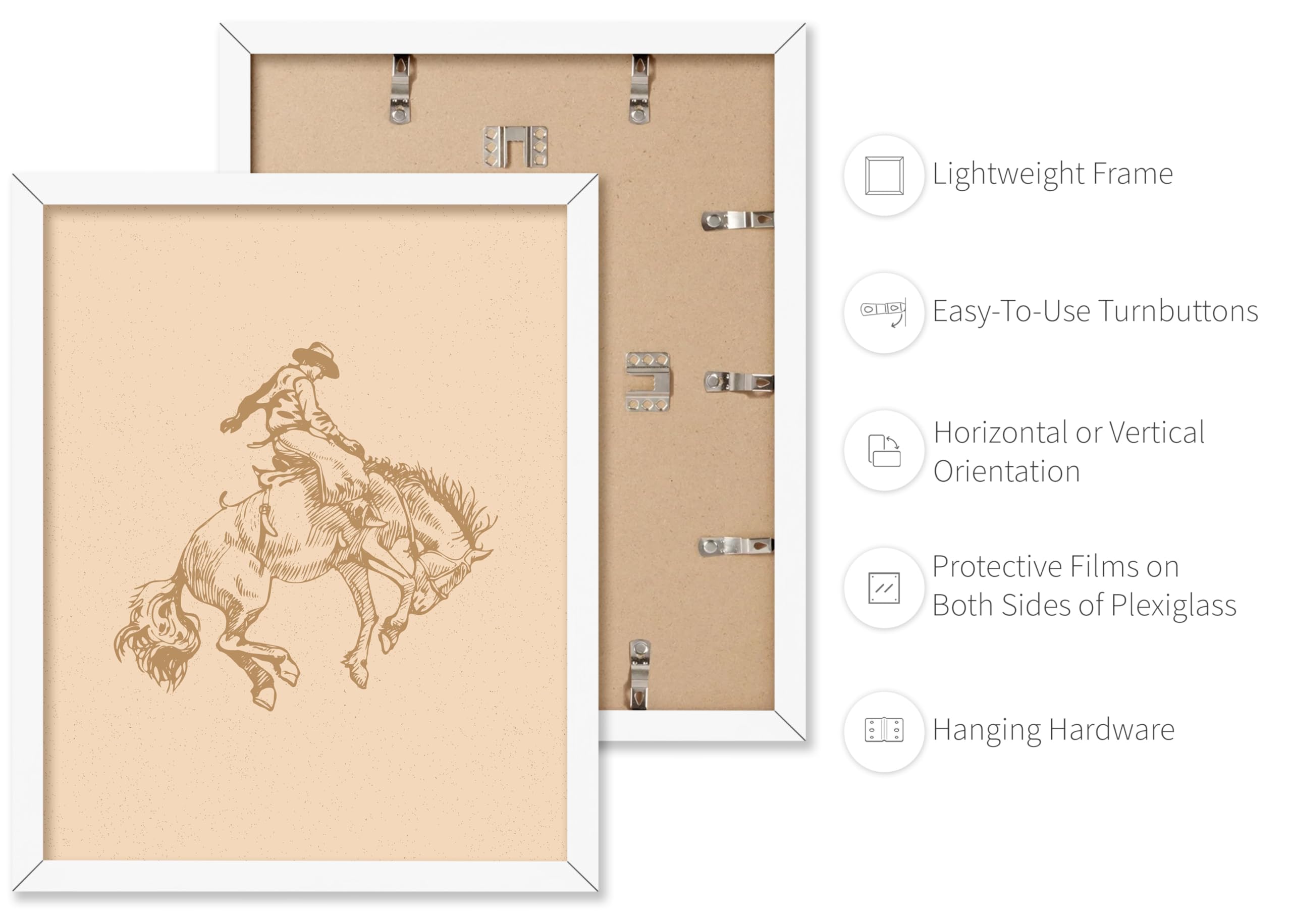 Poster Master Beige Cowboy Poster - Retro Cowboy On Bucking Horse Print - Rodeo Art - Western Art - Wild West Art - Gift For Him