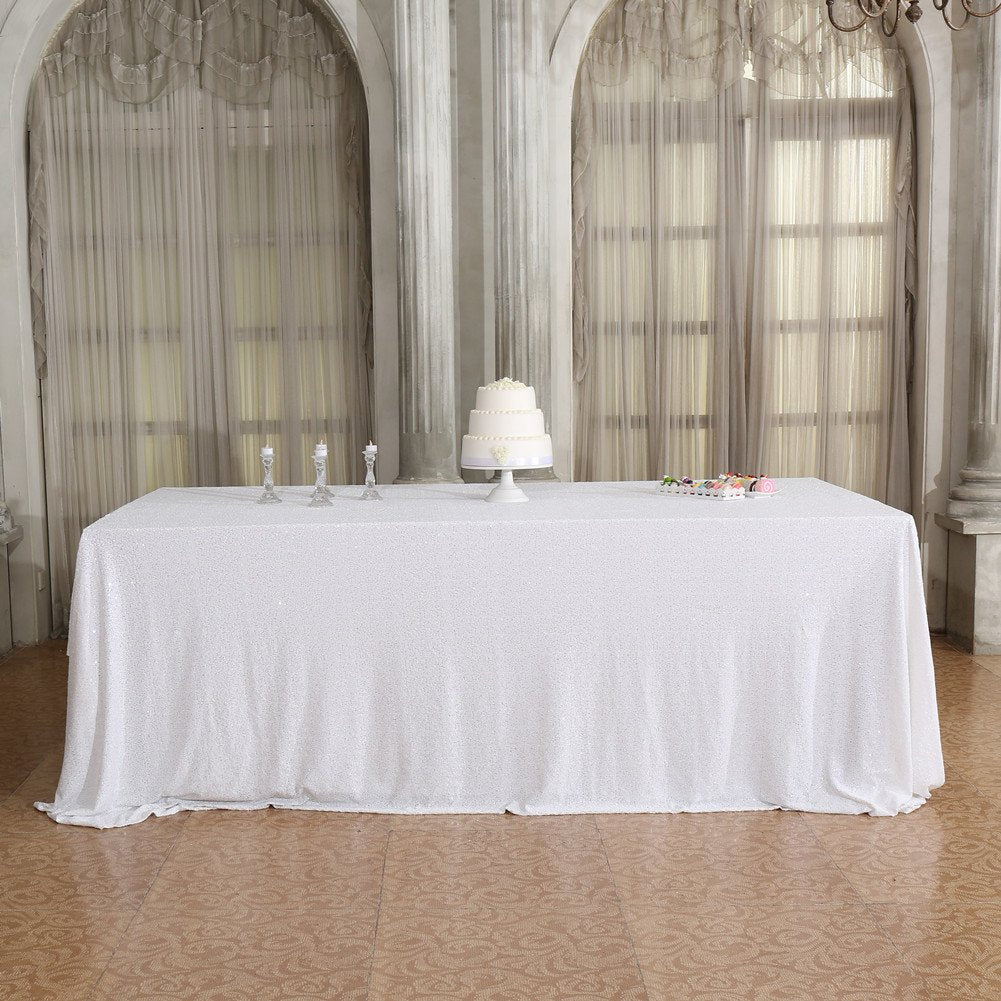 Partydelight Sequin Tablecloth, Rectangular, 50''X80'', White