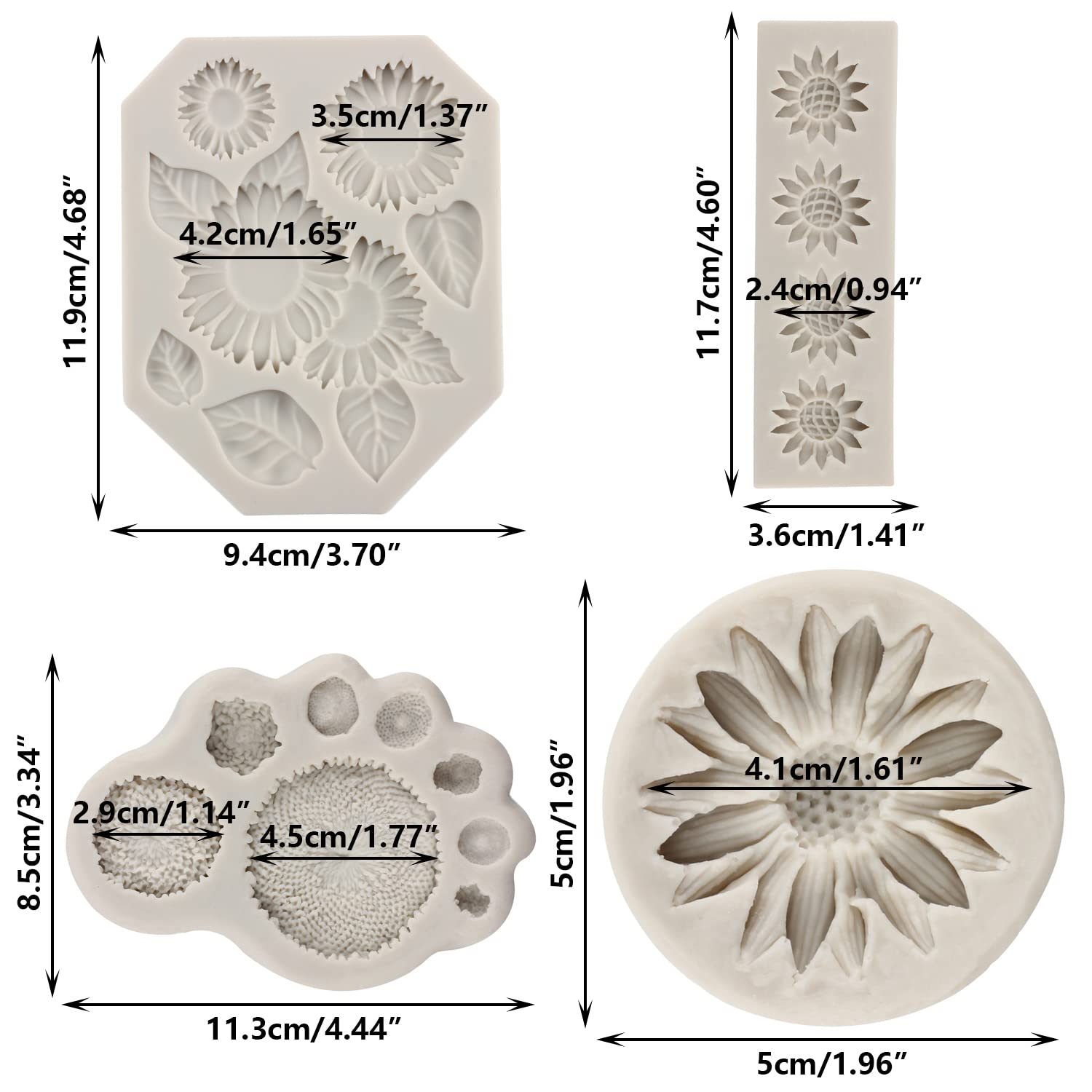 Sijiangmold Sunflower Fondant Molds Sunflower Stamen Silicone Mold For Cake Decorating Candy Chocolate Gum Paste Crafting Polyme