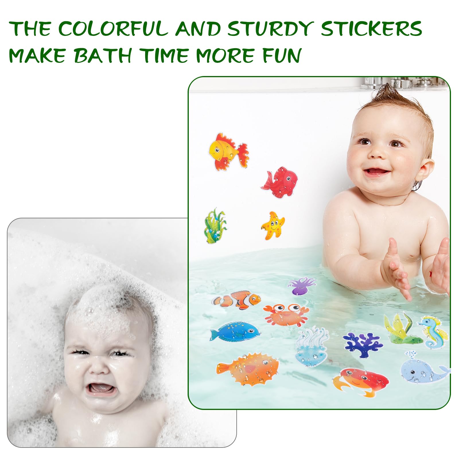 Giftormous Bathtub Non-Slip Stickers For Shower - 20 Pcs Large Anti-Slip Cute Sea Creature Stickers With Scraper For Kids Bath T