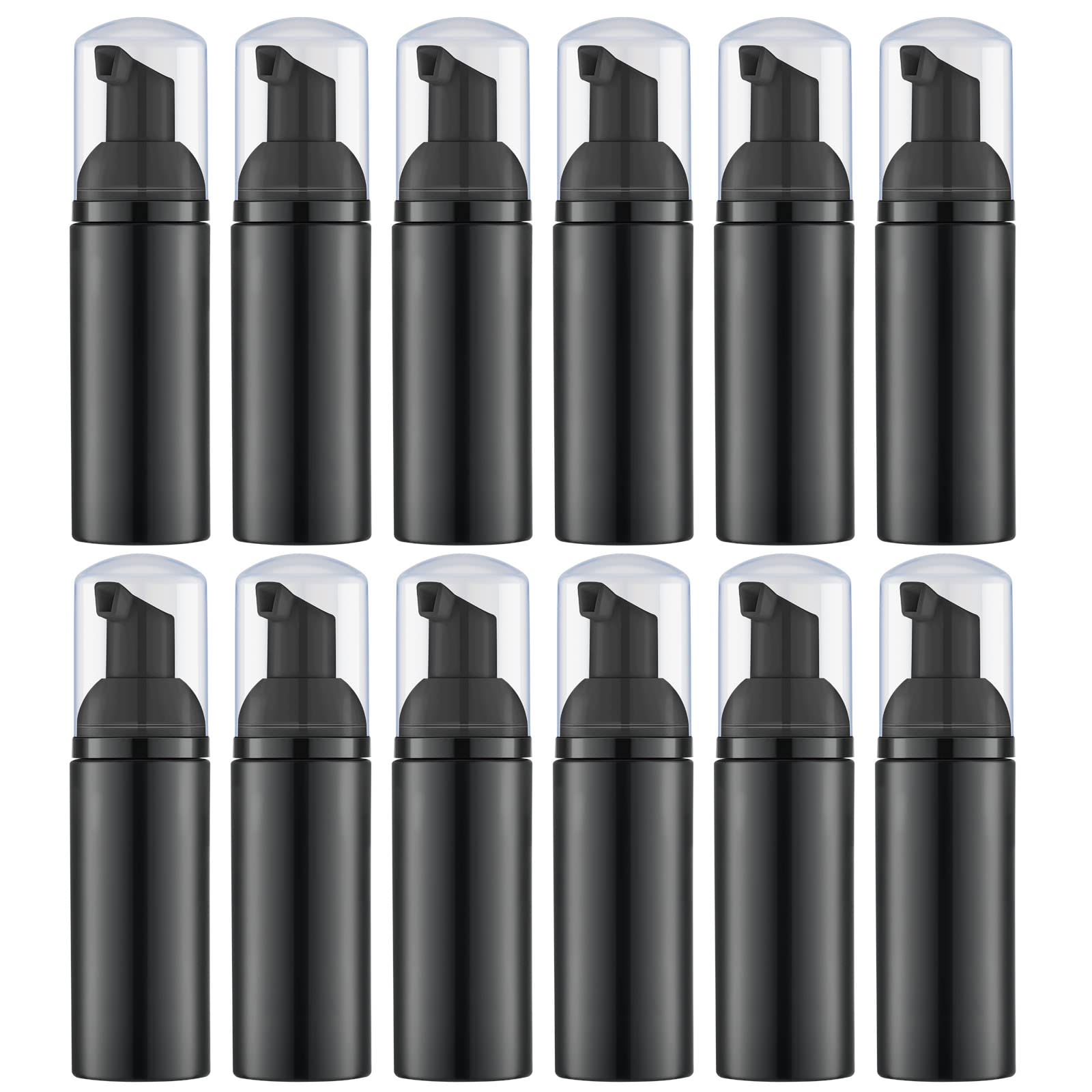 2 Oz Black Foam Soap Bottle Empty Travel Foaming Dispenser For Hand Soap,Lash Shampoo,Body Wash(12 Pcs, Black Pump)