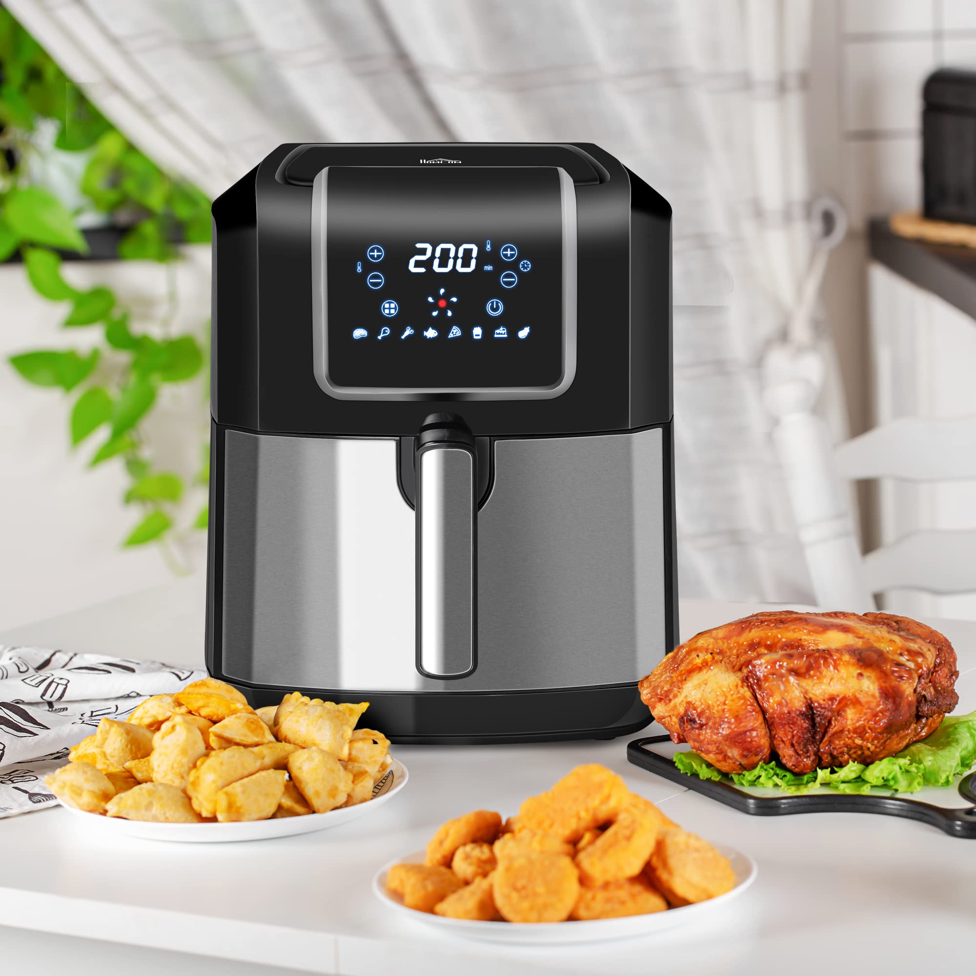 Homcom Air Fryer, 1700W 69 Quart Air Fryers Oven With Digital Display, 360A Air Circulation, Adjustable Temperature, Timer And N