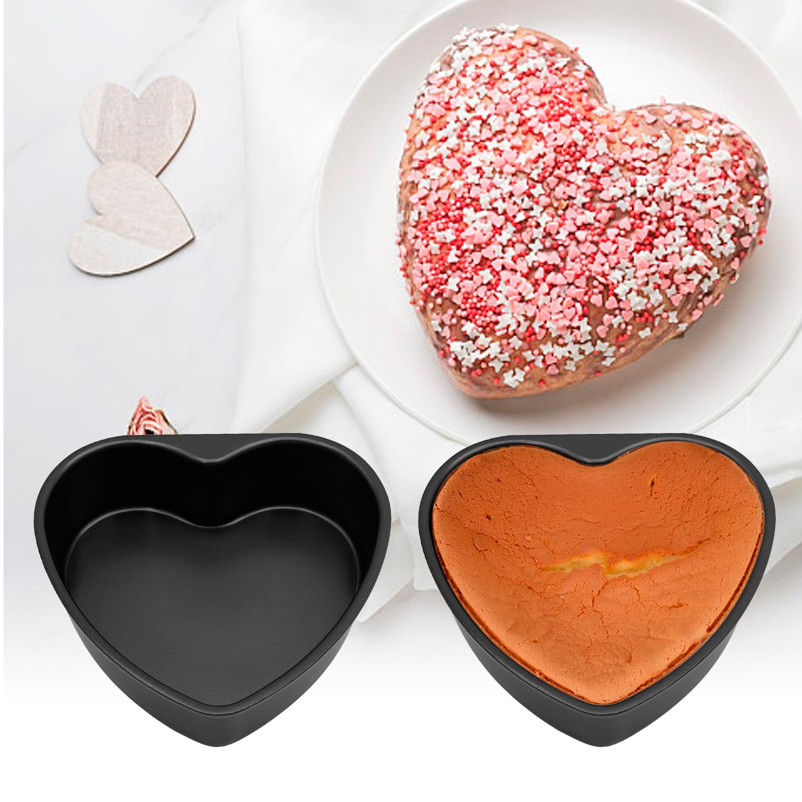 Saihisday 10Inch Heart Shaped Cake Pan Diy Nonstick Baking Pan With Removable Bottom Cake Dessert Baking Mould For Kitchen, Wedd