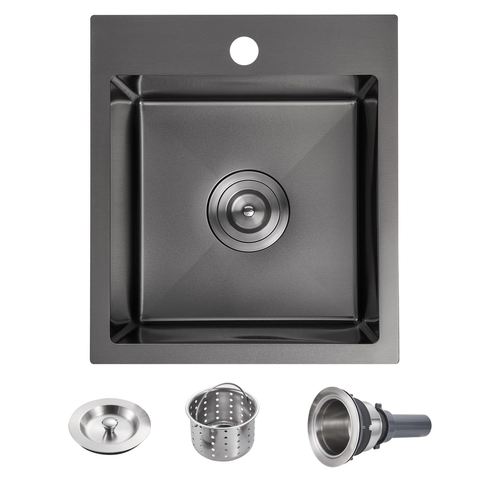 Popfly Kitchen Sink, 15  17 Inch Drop In Black Small Kitchen Sinks, 304 Stainless Steel Bar Or Prep Rv Single Bowl Sink, Fregade