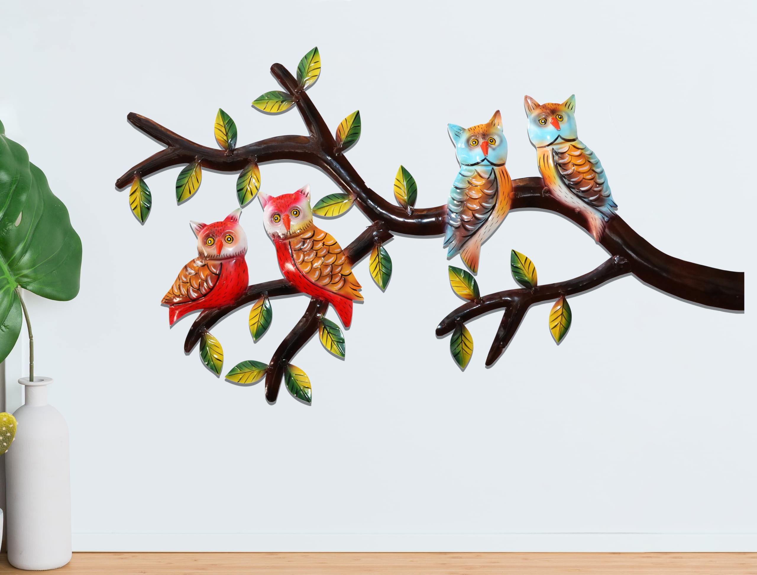 Craftvatika Metal Owl Birds Wall Art Decor Hanging Sculpture Wall Mounted For Living Room Bedroom Home House Hall Decoration Ite