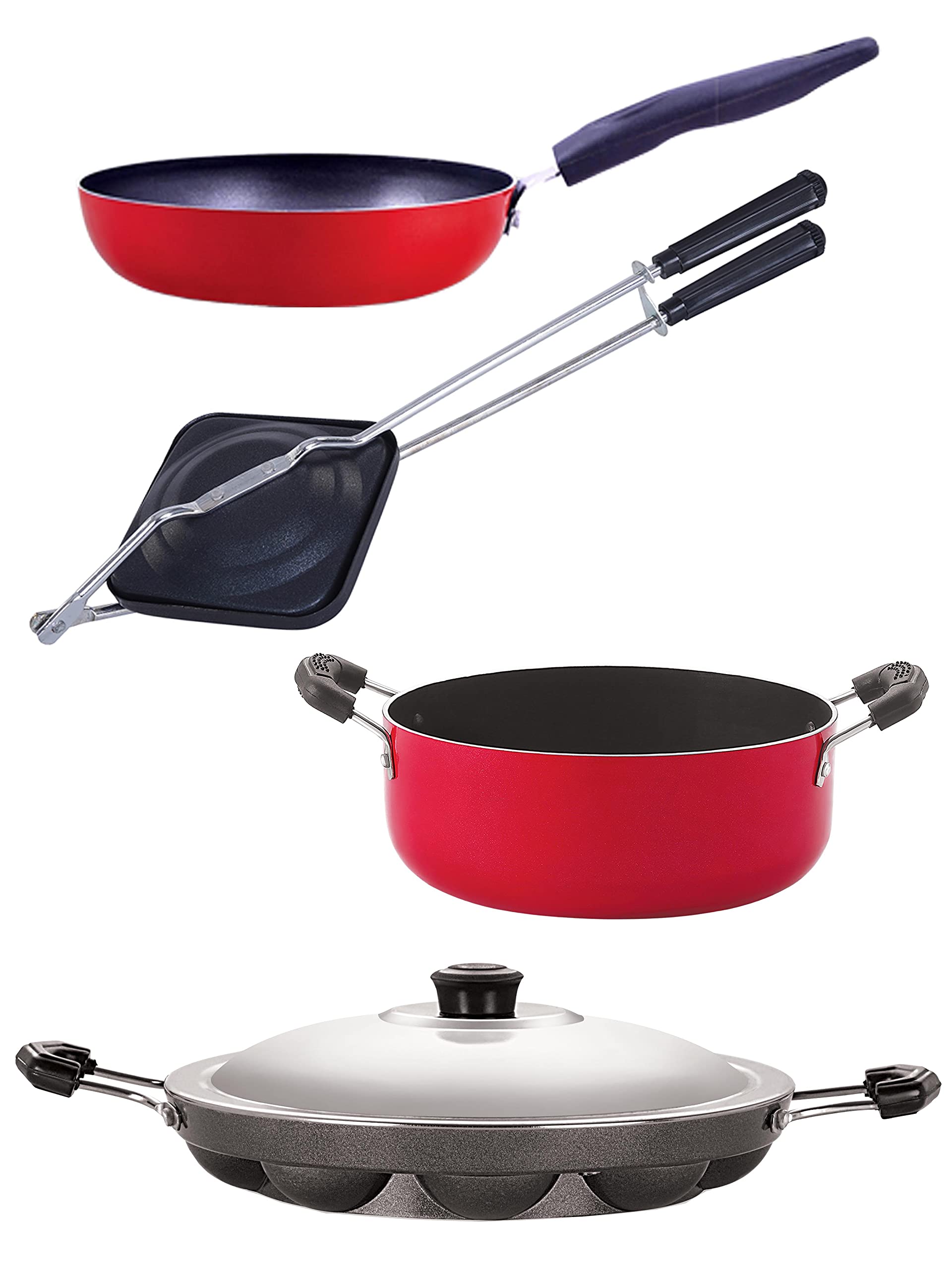 Nirlon Non Stick Cookware Pots & Pan Combo Set Of 4Pieces With Bakelite Handle (Cvg_Ap12_Ht_Cs24)