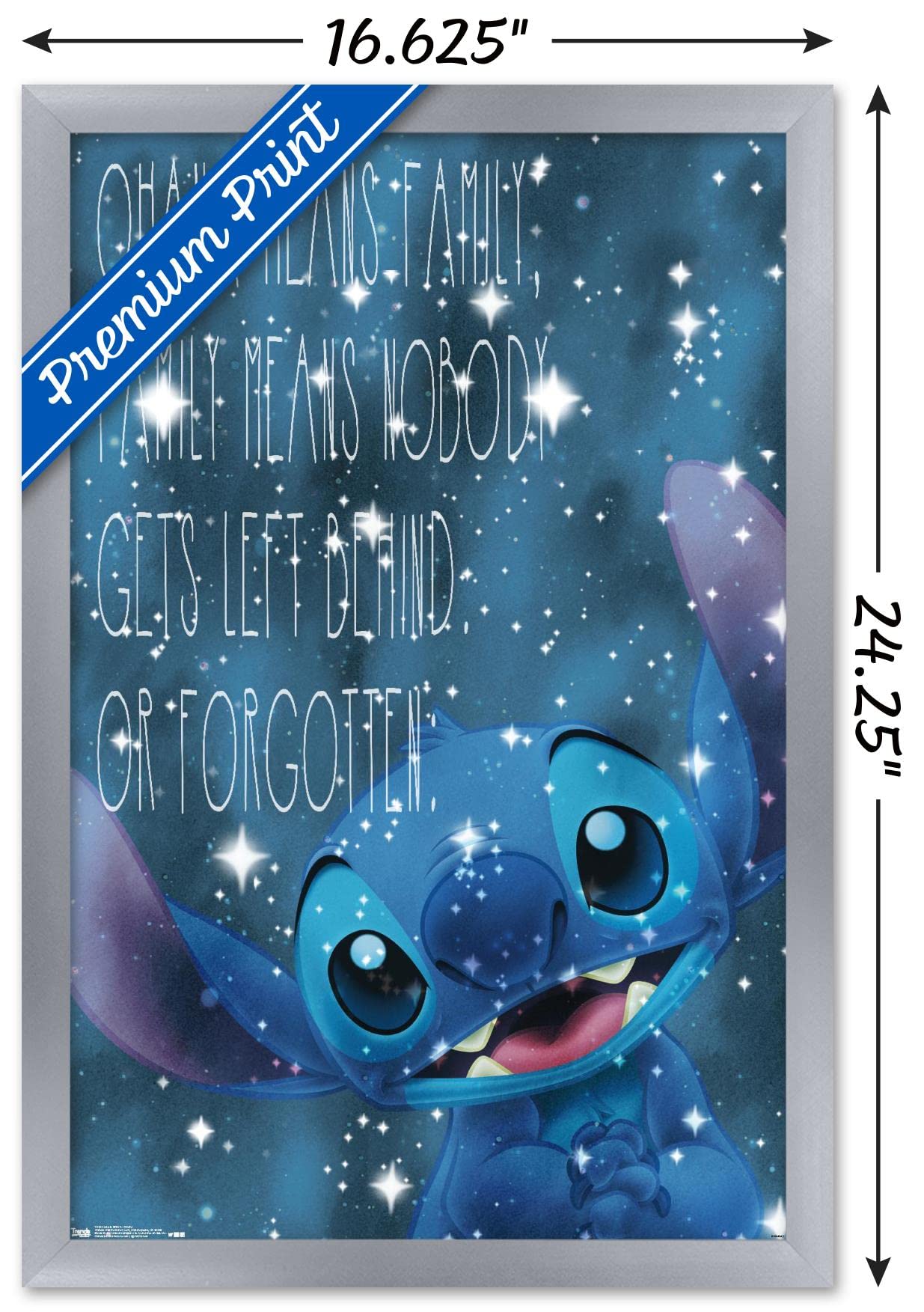 Trends International Disney Lilo And Stitch - Ohana Wall Poster, 14.725'' X 22.375'', Silver Framed Version
