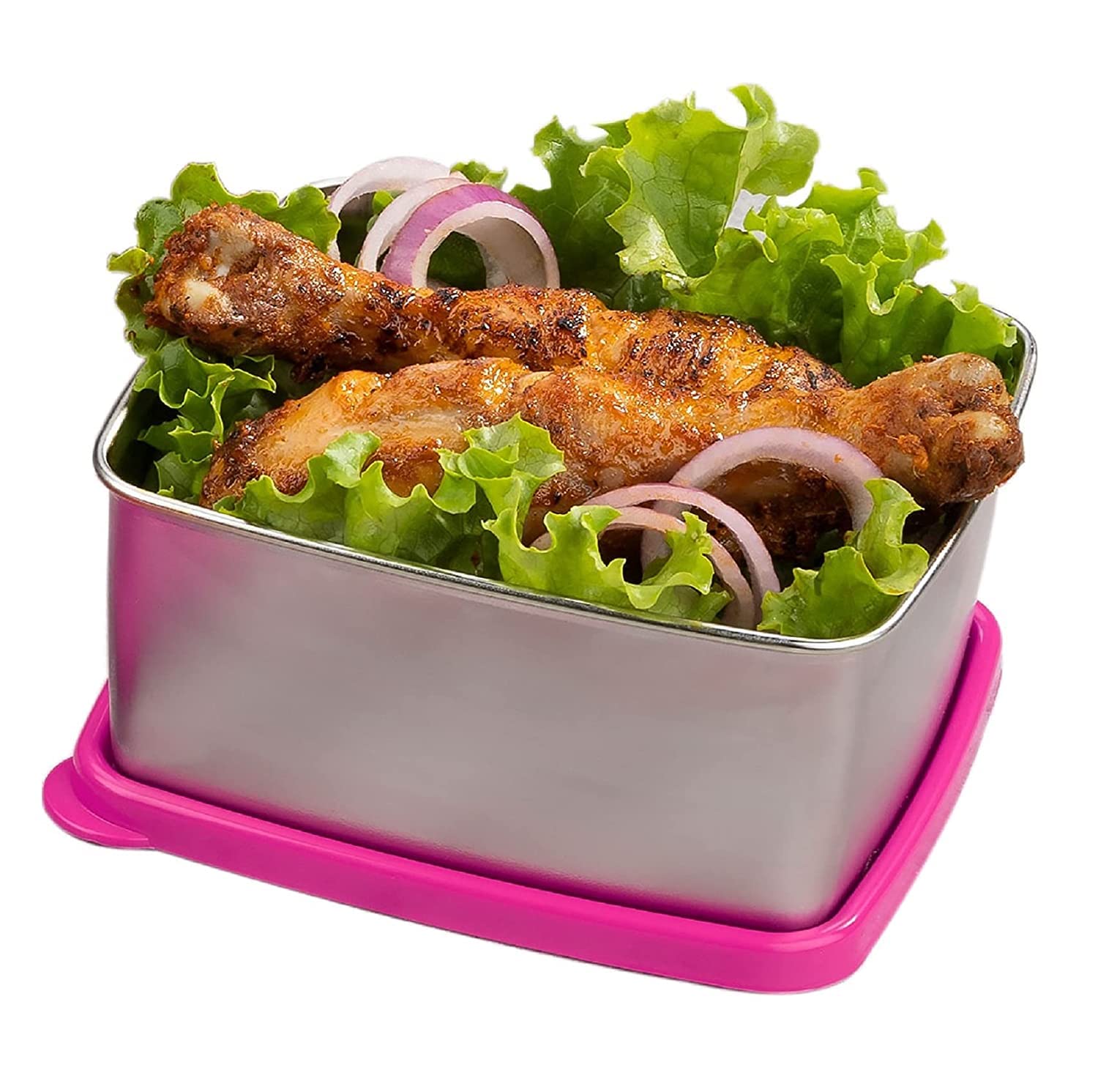 Signoraware Freezer Fresh Small Steel Container 600Ml, (Set Of 1),Pink