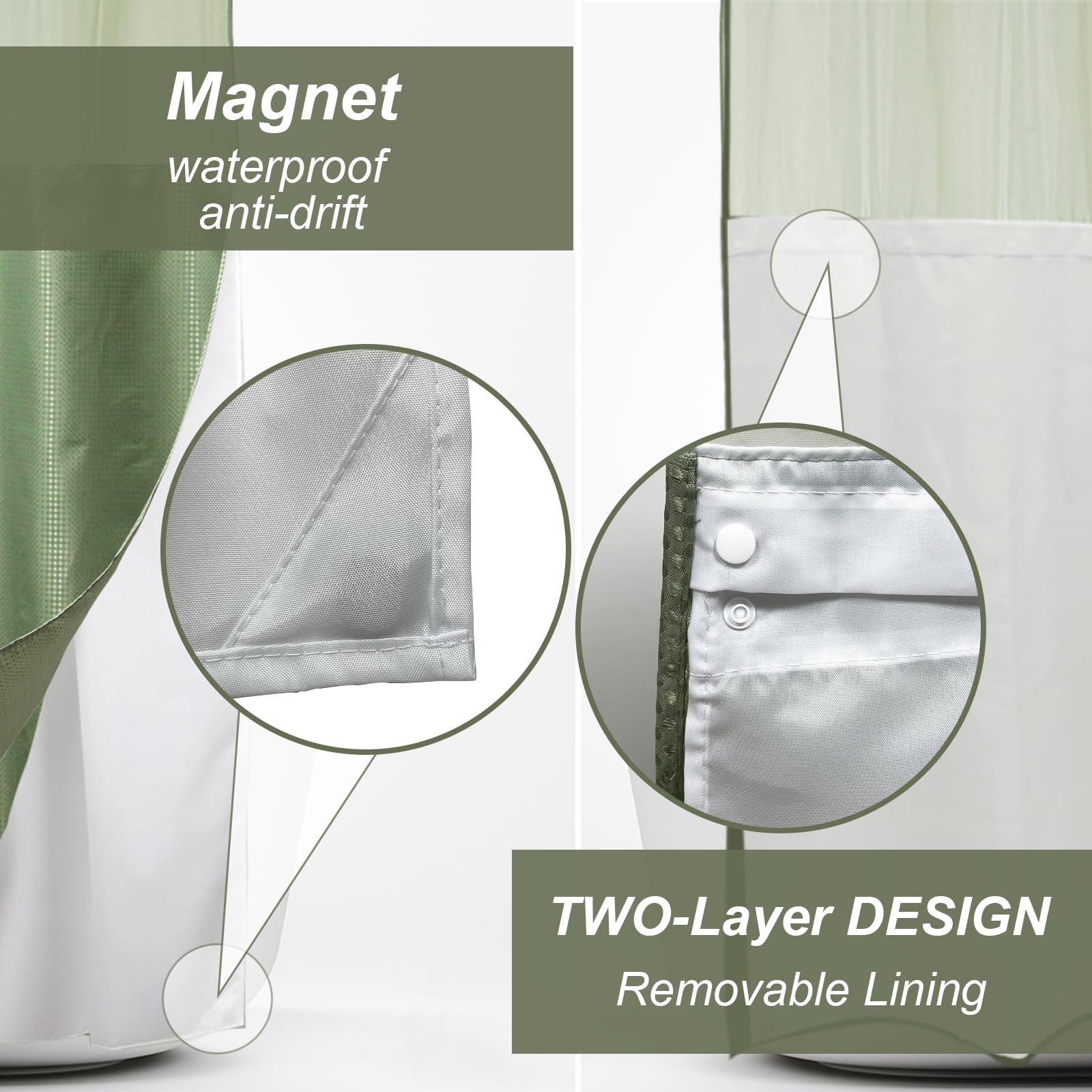 Final Friday Green Waffle Weave Shower Curtain With Snap In Liner Polyester Fabric Hotel And Spa Bathroom Decor Set Waterproof D