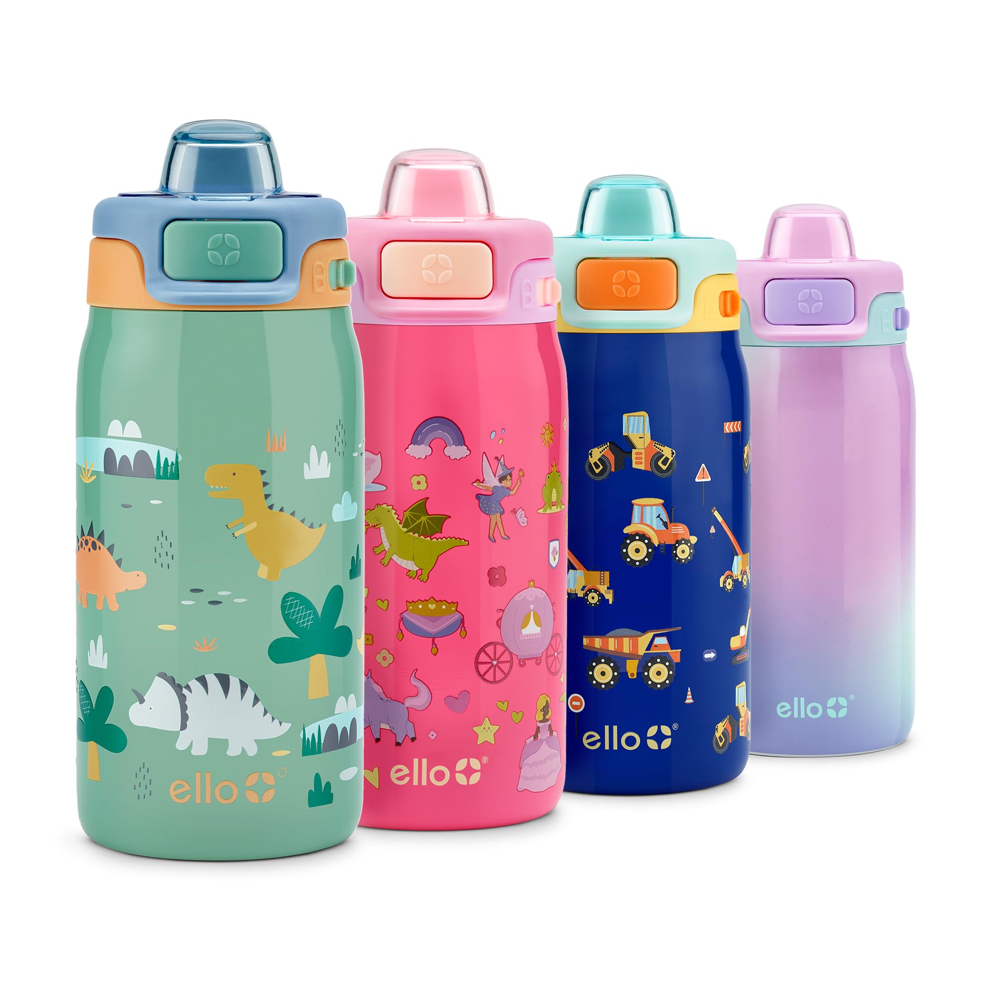 Ello Pop & Fill 12oz Stainless Steel Kids Water Bottle with Quick Fill Lid | Vacuum Insulated BPA Free Bottle with Leak Proof St