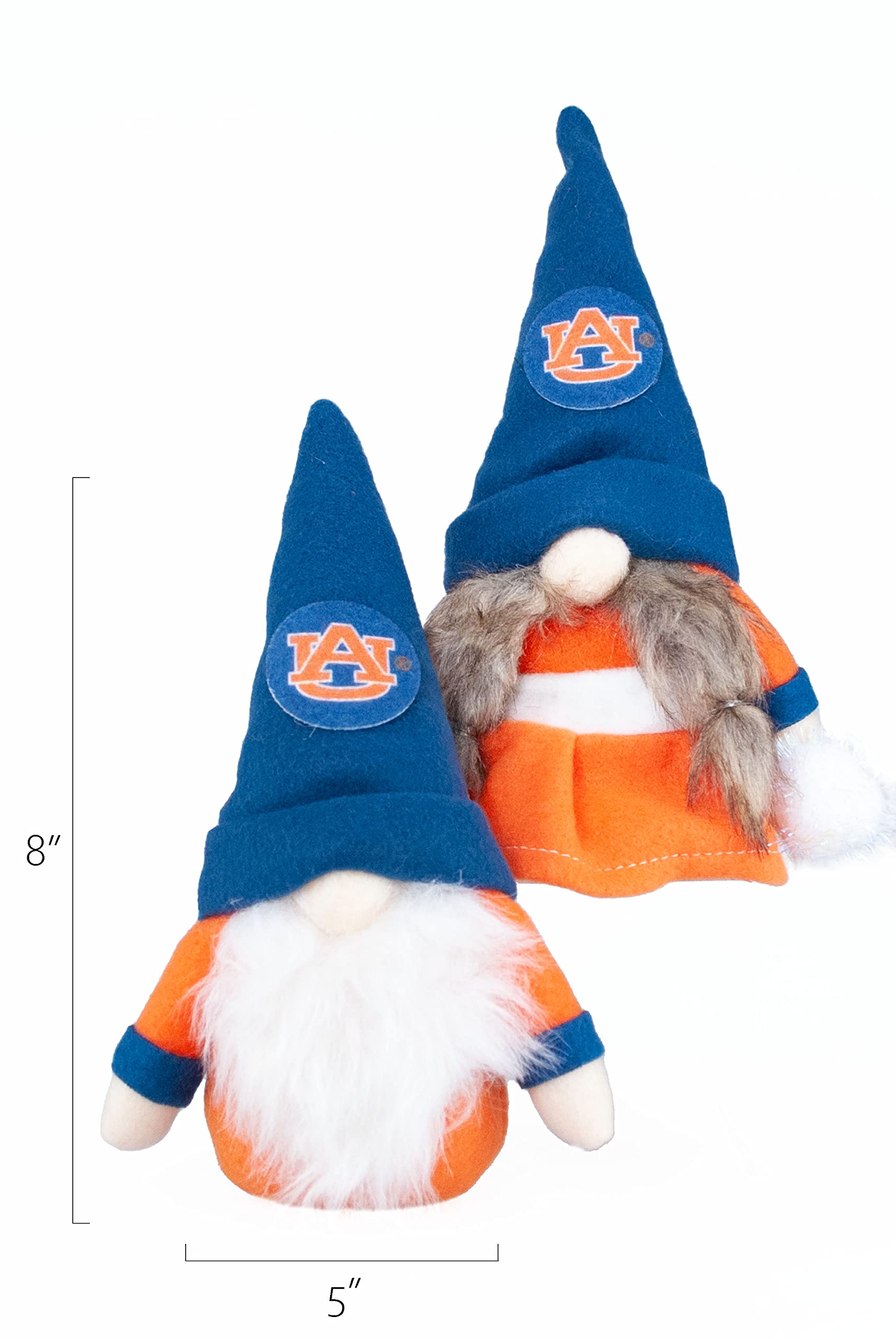 Auburn University Tigers Set of 2 Plush Gnome Christmas Tree Ornaments by Hannas Handiworks - Fan/Cheerleader Holiday/Dorm Decor