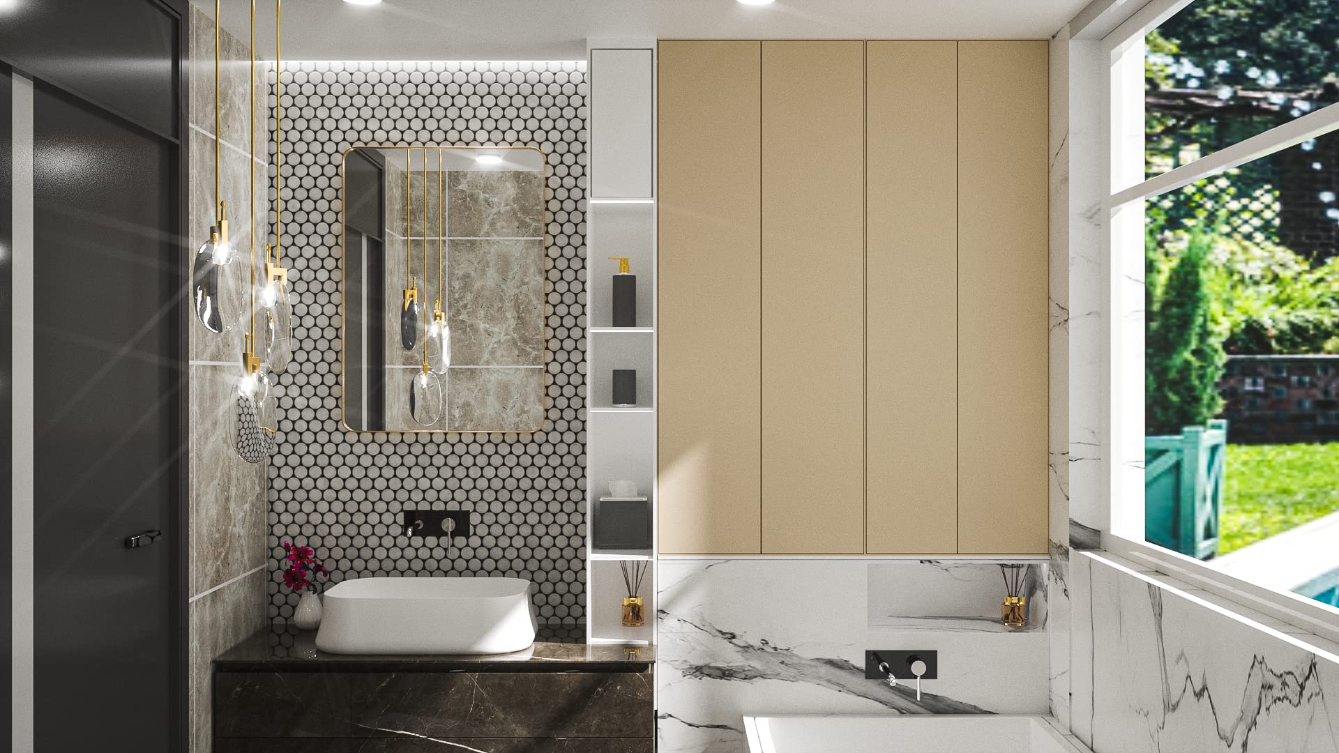 Tetote Gold Framed Mirror For Bathroom, 22 X 30 Inch Vanity Mirror For Wall, Brushed Brass Rectangle Round Corner Entry Way Gold
