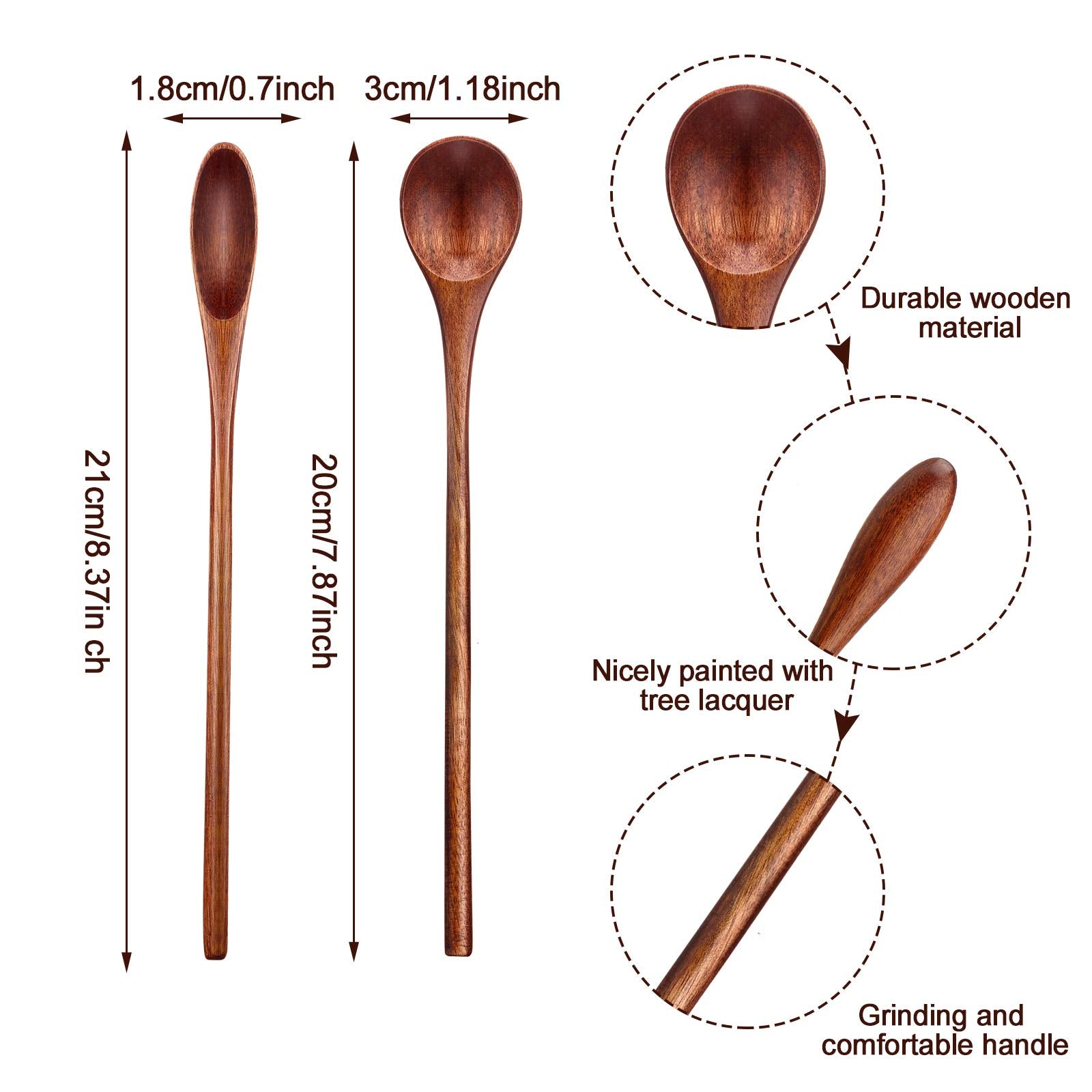 Wooden Coffee Spoons Long Handle Small Wooden Stir Spoon Korean Rice Spoons Wooden Teaspoon Handmade Wood Mixing Spoon For Kitch