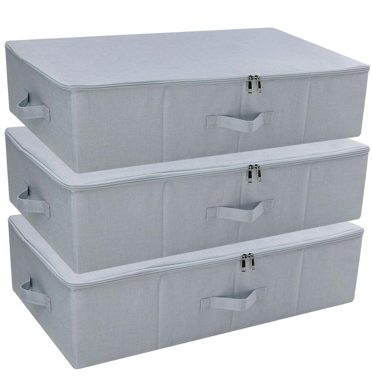 iwill CREATE PRO Pack of 3, Folding Under Bed Storage Bins for Clothes, Shoes Organiser Box, Space Saving Organiser Bins, Light
