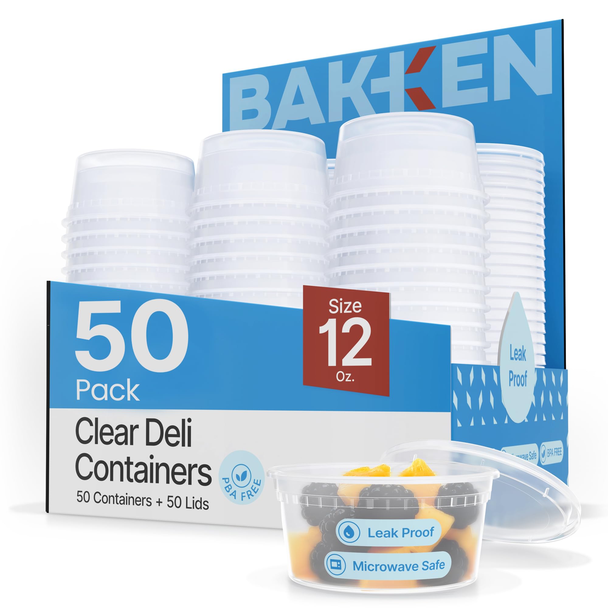 Plastic Deli Containers With Lids 12Oz (Pack Of 50) - Leak-Proof, Bpa-Free Food Storage Containers For Soup, Slime & Meal Prep, 