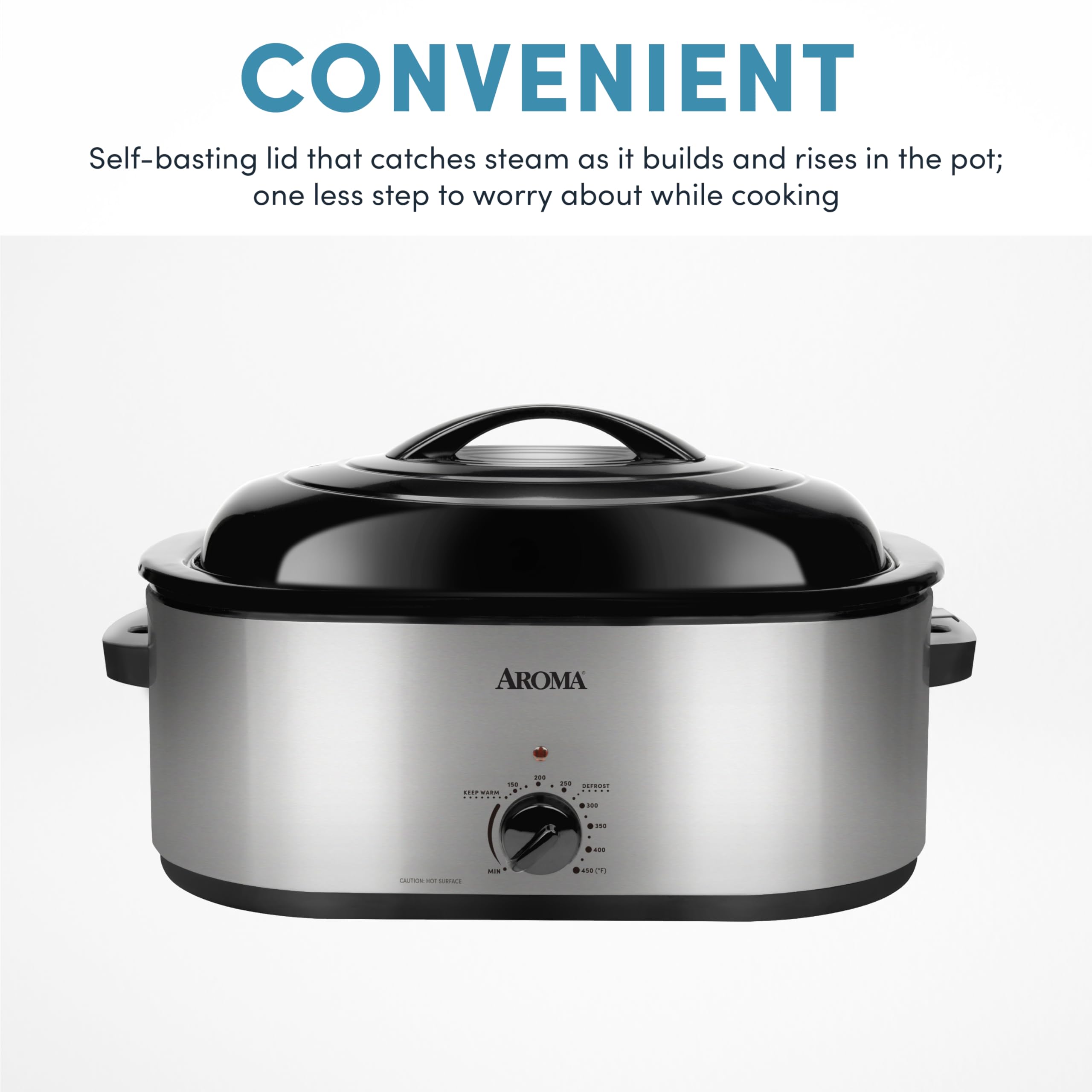 Aroma 22Qt. Roaster Oven With Self Basting Lid Stainless Steel