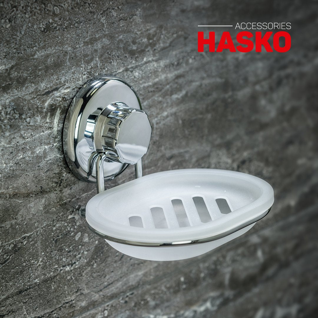 Vacuum Suction Cup Soap Dish Holder By Hasko Accessories - Strong Stainless Steel Sponge Holder For Bathroom & Kitchen - Soap Ca