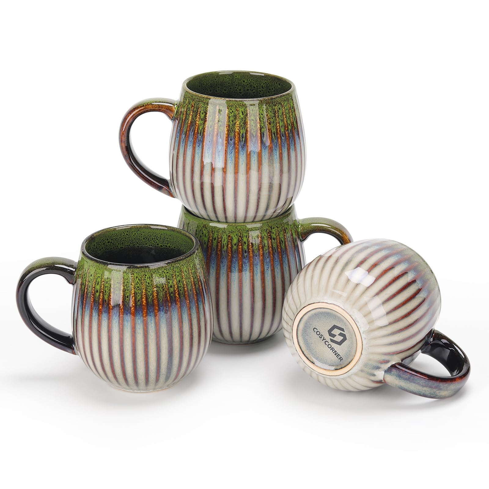 CosyCorner Ceramic Coffee Mugs Set, 17 oz Large Coffee Cups for Home and Office, Ceramic Cup for Coffee & Tea(B4 pcs)