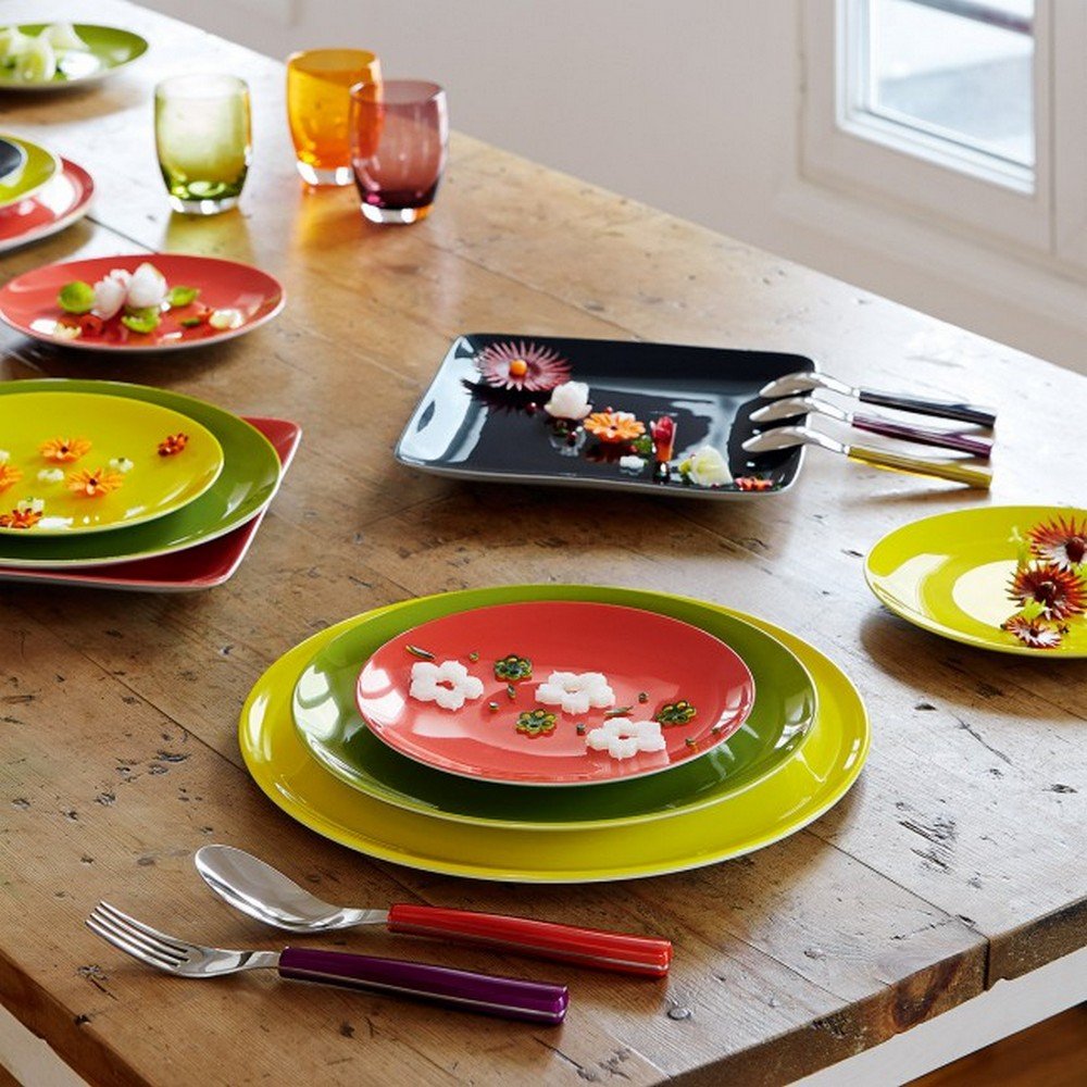 Degrenne | Luxury French Flatware Set | Quartz Collection | 24Pcs | Red Steel