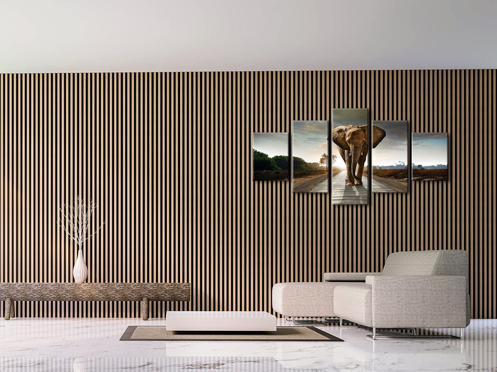 Wieco Art 5 Panels Elephant Pictures Paintings On Canvas Prints Wall Art For Living Room Bedroom Home Decorations Large Size Mod
