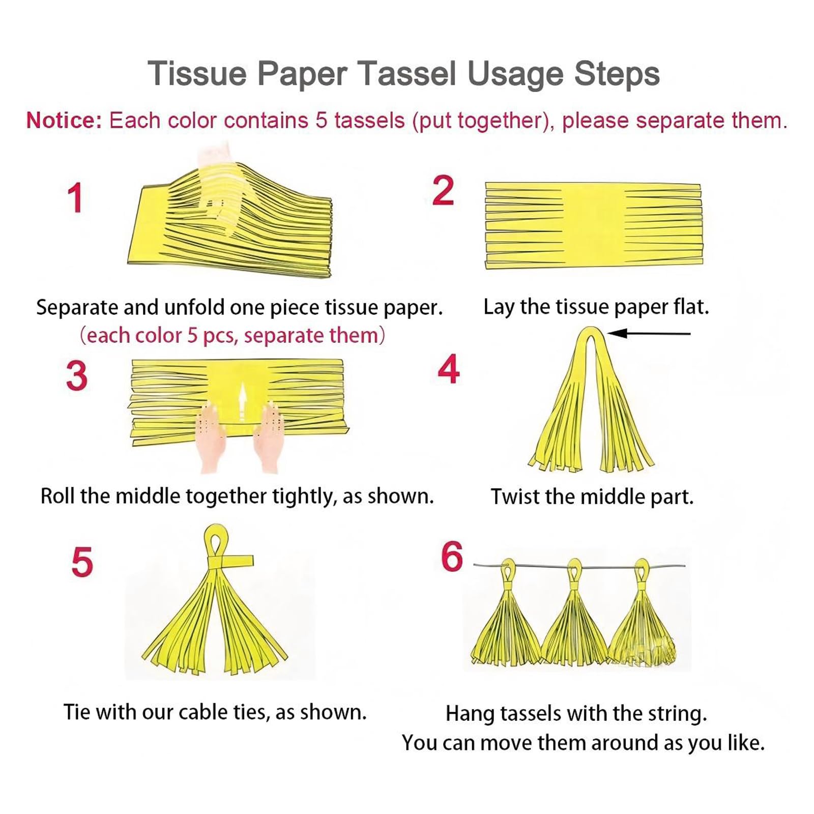 ZOOYOO Pink Shiny Tassel Garland Tissue Paper Tassel Banner,Table Decor,DIY Kits for Tassels Party Decoration,Pack of 20(Rose Go