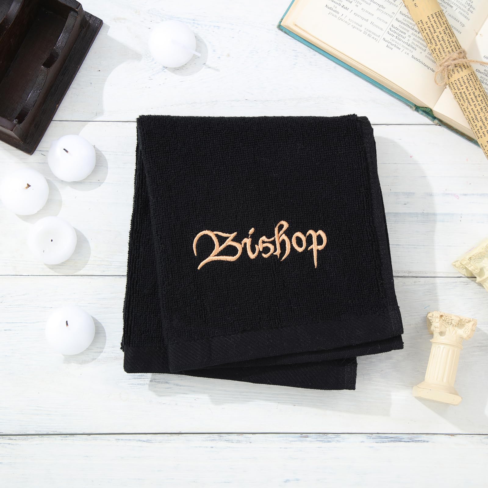 Buryeah 2 Pcs Pastor Hand Towels Christian Embroidered Towels Appreciation Gifts for Christian Church Clergy Father s Gifts(Blac