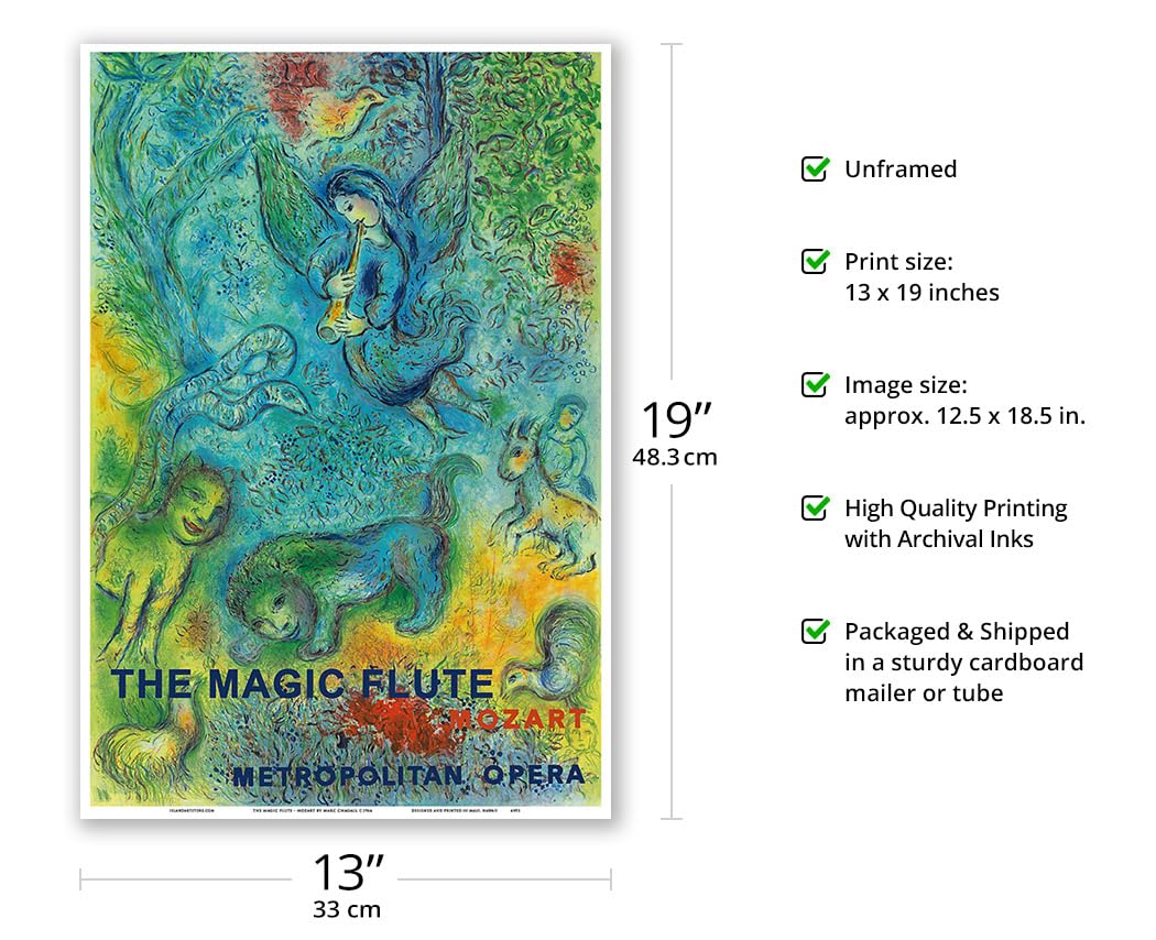 The Magic Flute - Mozart - Metropolitan Opera - Vintage Opera Poster By Marc Chagall C.1966 - Master Art Print (Unframed) 13In X
