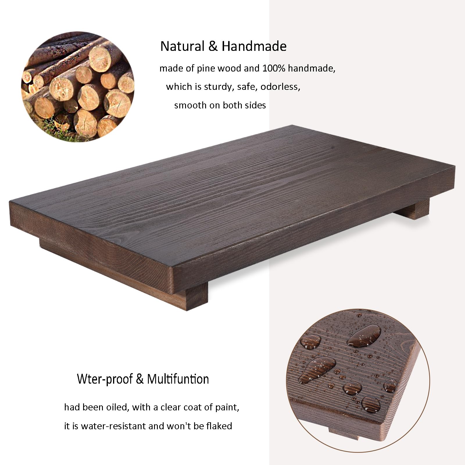 Bathroom Counter Organizer Wood Pedestal Stand Farmhouse Decorative Tray Soap Holder For Kitchen Decor, Large 11.8'' X 7'' - Wal