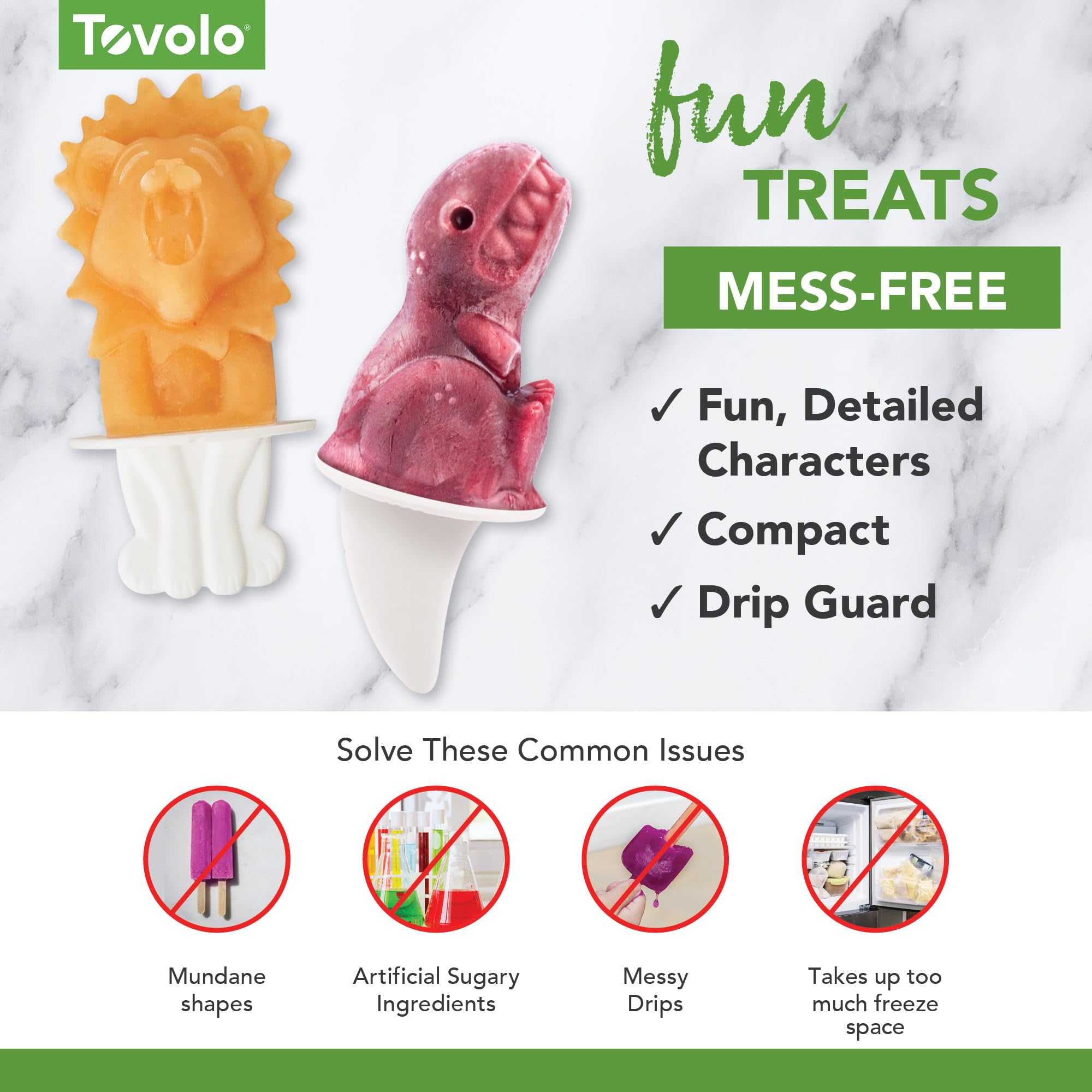 Tovolo Zoo Crew Pop Molds (Set Of 4) - Reusable Mess-Free Silicone Popsicle Molds With Sticks And Drip-Guards For Easy Homemade