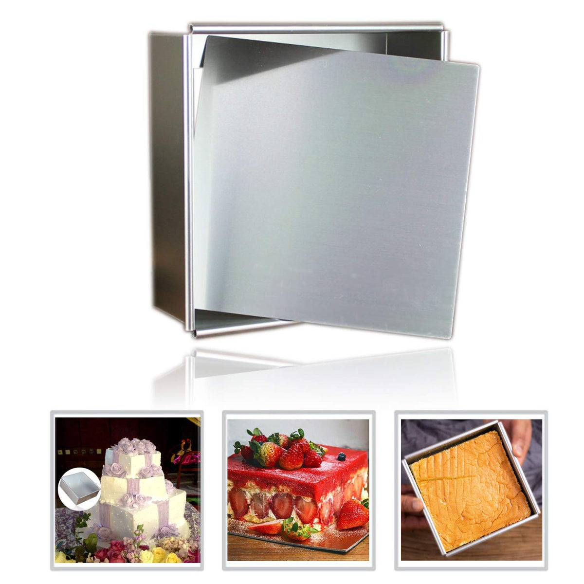 Anodized Aluminum Square Cheesecake Pan Chiffon Cake Mold Baking Mould With Removable Bottom 7 Inch X 7 Inch X 3 Inch (A 7 Inch)