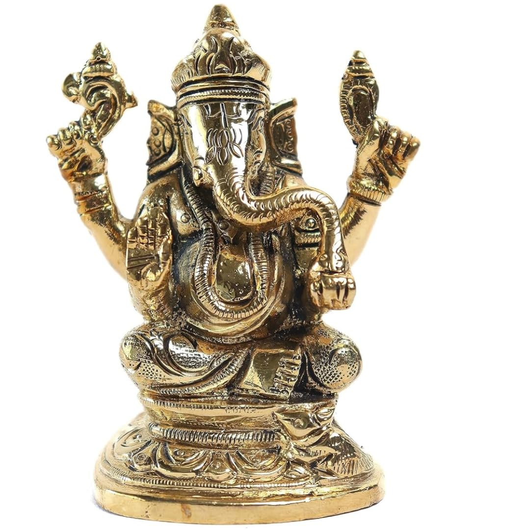 The Spiritual Living Brass God Idols Ii Brass Lord Ganesh Ji Idol With Chowki Ii Ganesh Idol For Car Dashboard Ii Ganesh Idol Fo