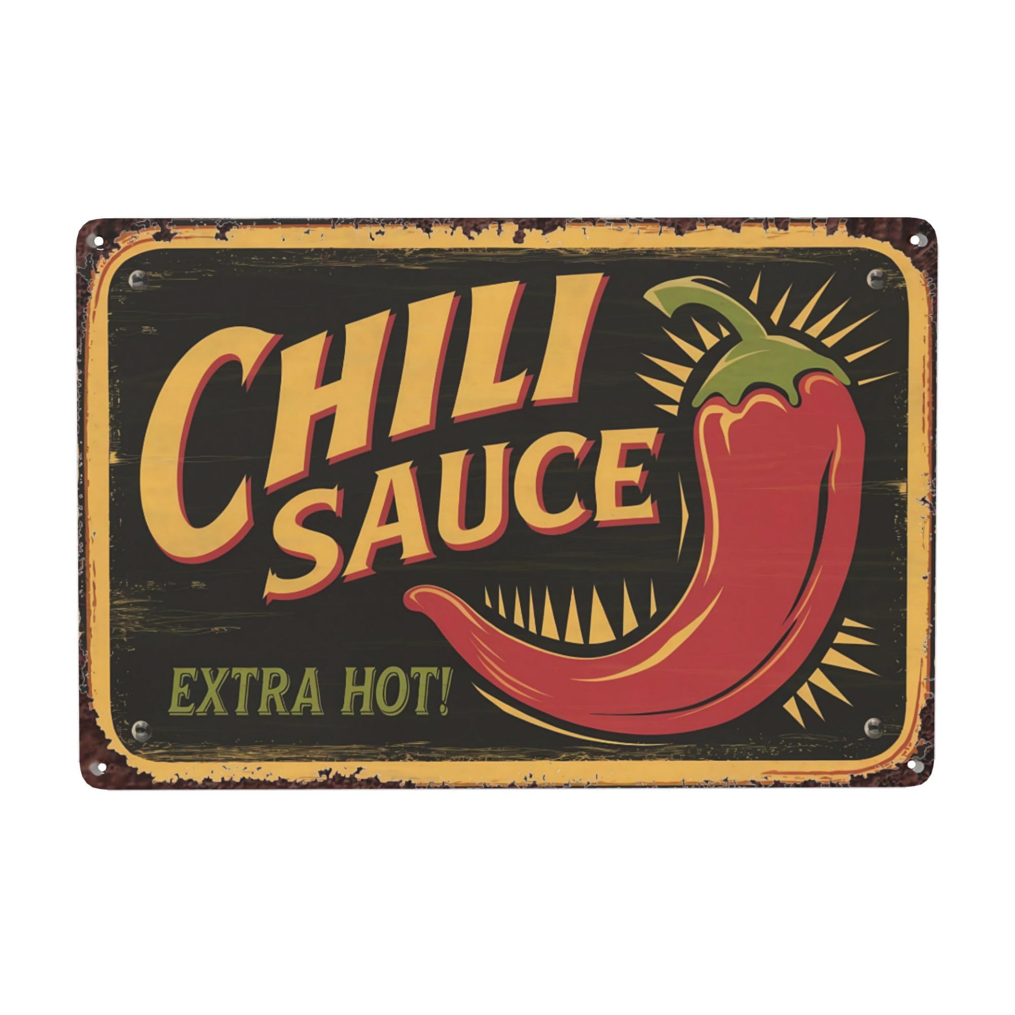 Chili Sauce Poster Extra Hot Chili metal tin sign 8x12 inch decorative wall decor for indoor home bar garage cabin display with 