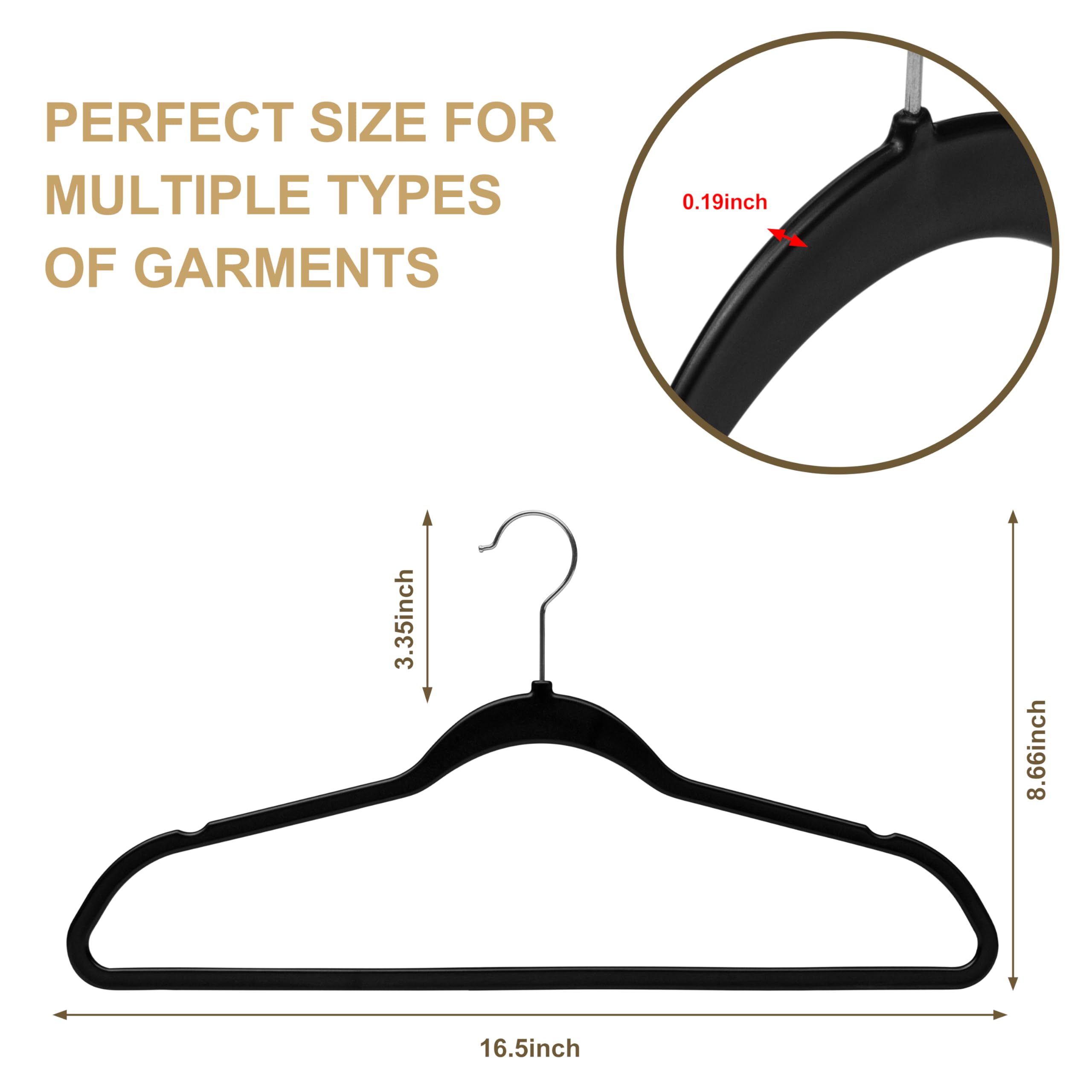 Quality Hangers 50 Pack Slim Plastic Hangers For Clothes - 16.5'' Won'T Crease Your Clothes, Heavy Duty Non-Velvet Black Hangers
