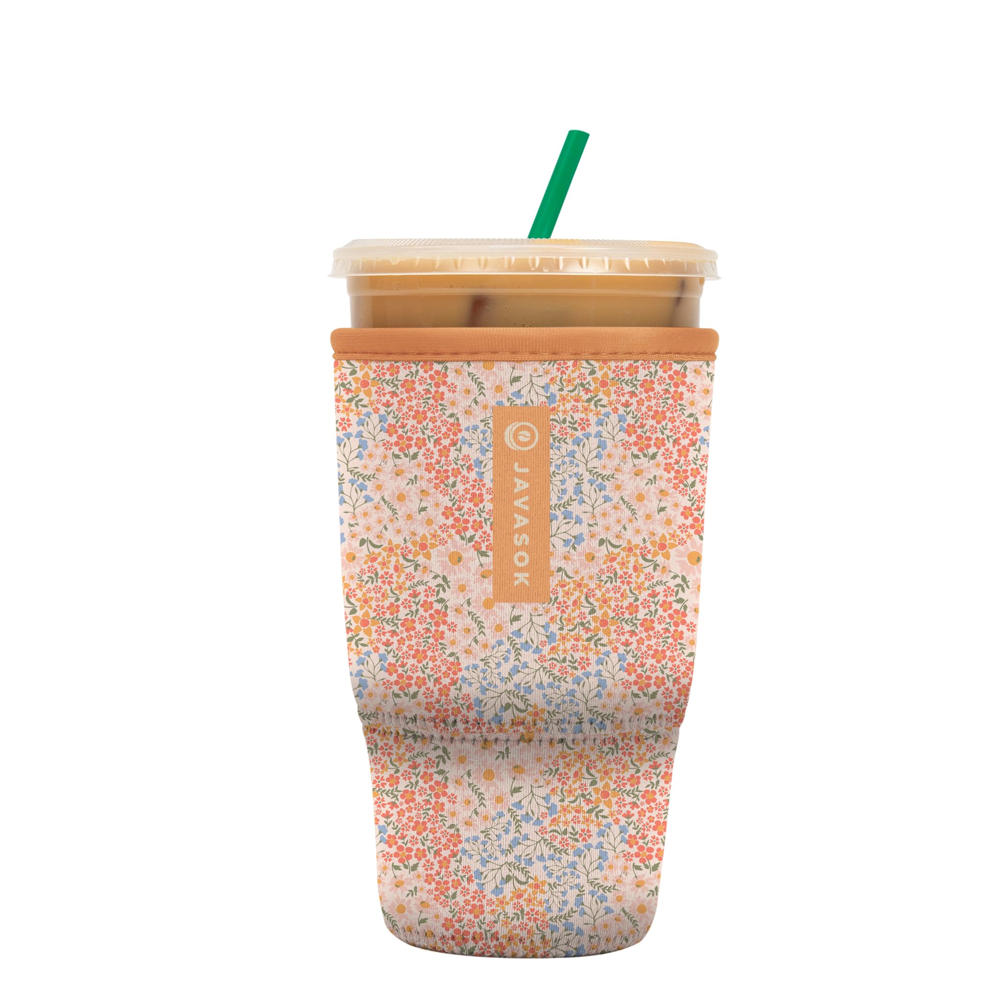 Sok It Java Sok Iced Coffee & Cold Soda Insulated Neoprene Cup Sleeve (Dainty Florals, Large: 30-32oz)